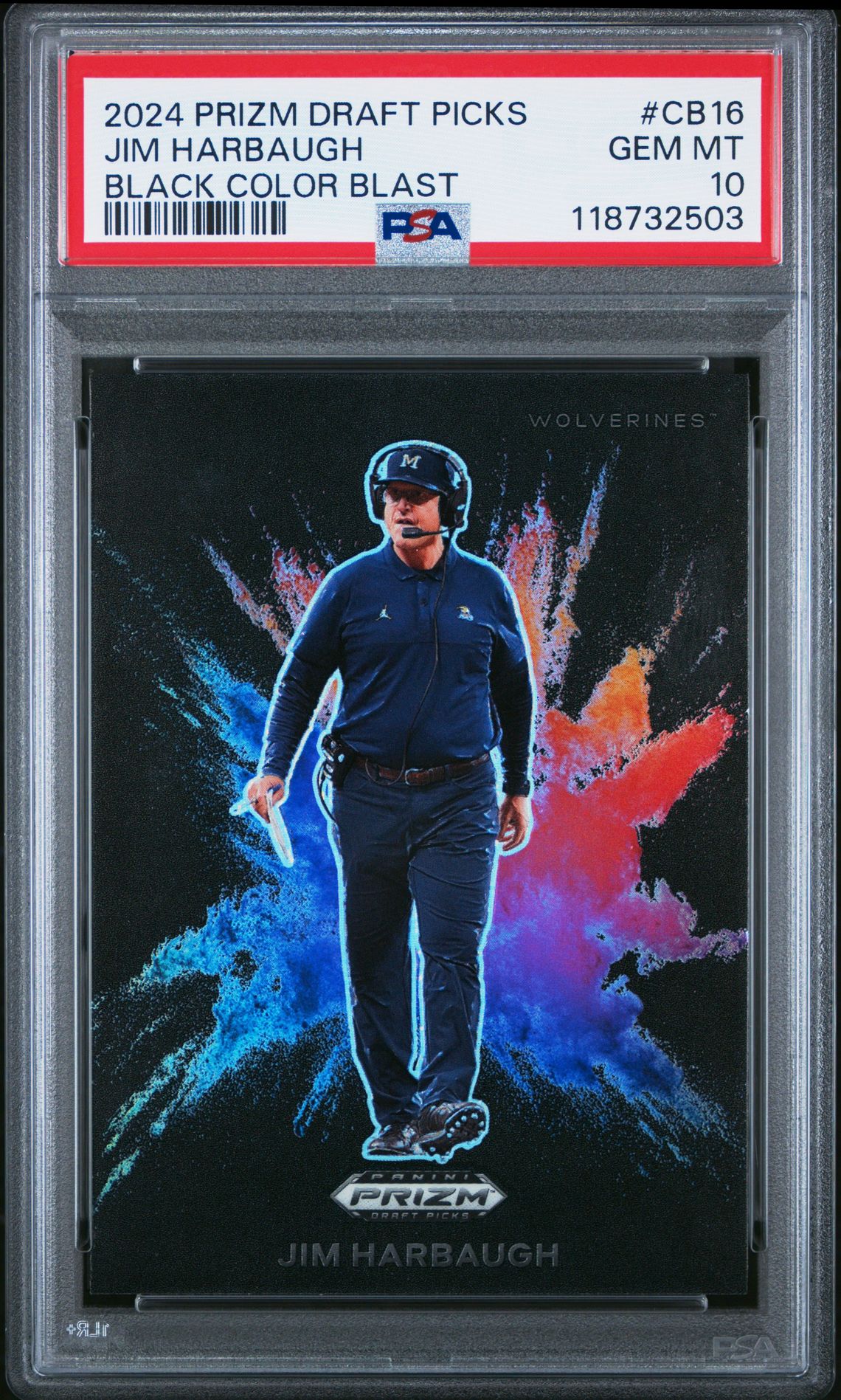 2024 Panini Prizm Draft Picks Black Color Blast Jim Harbaugh #Cb16 Gem Mt 10 front