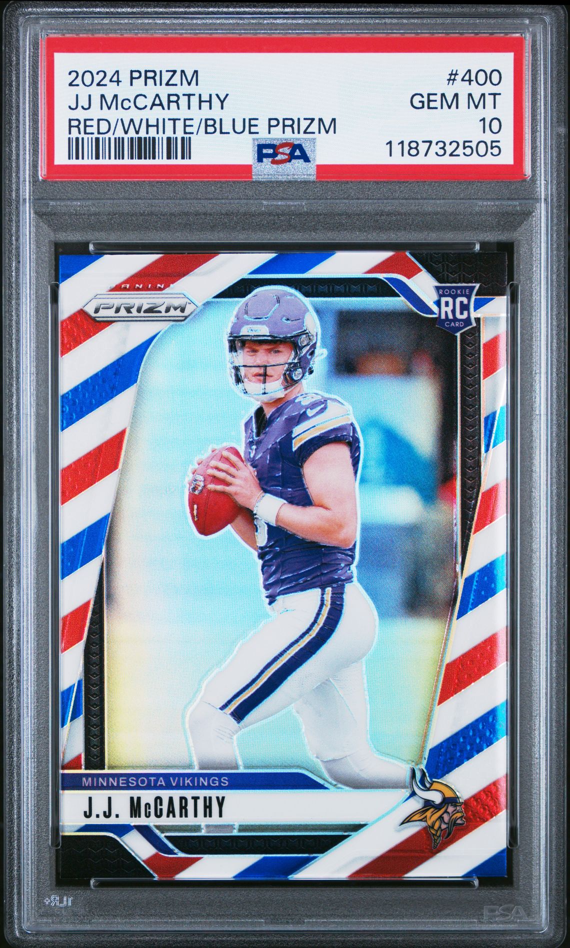 2024 Panini Prizm Jj Mccarthy #400 (Red/White/Blue Prizm) Gem Mt 10 front