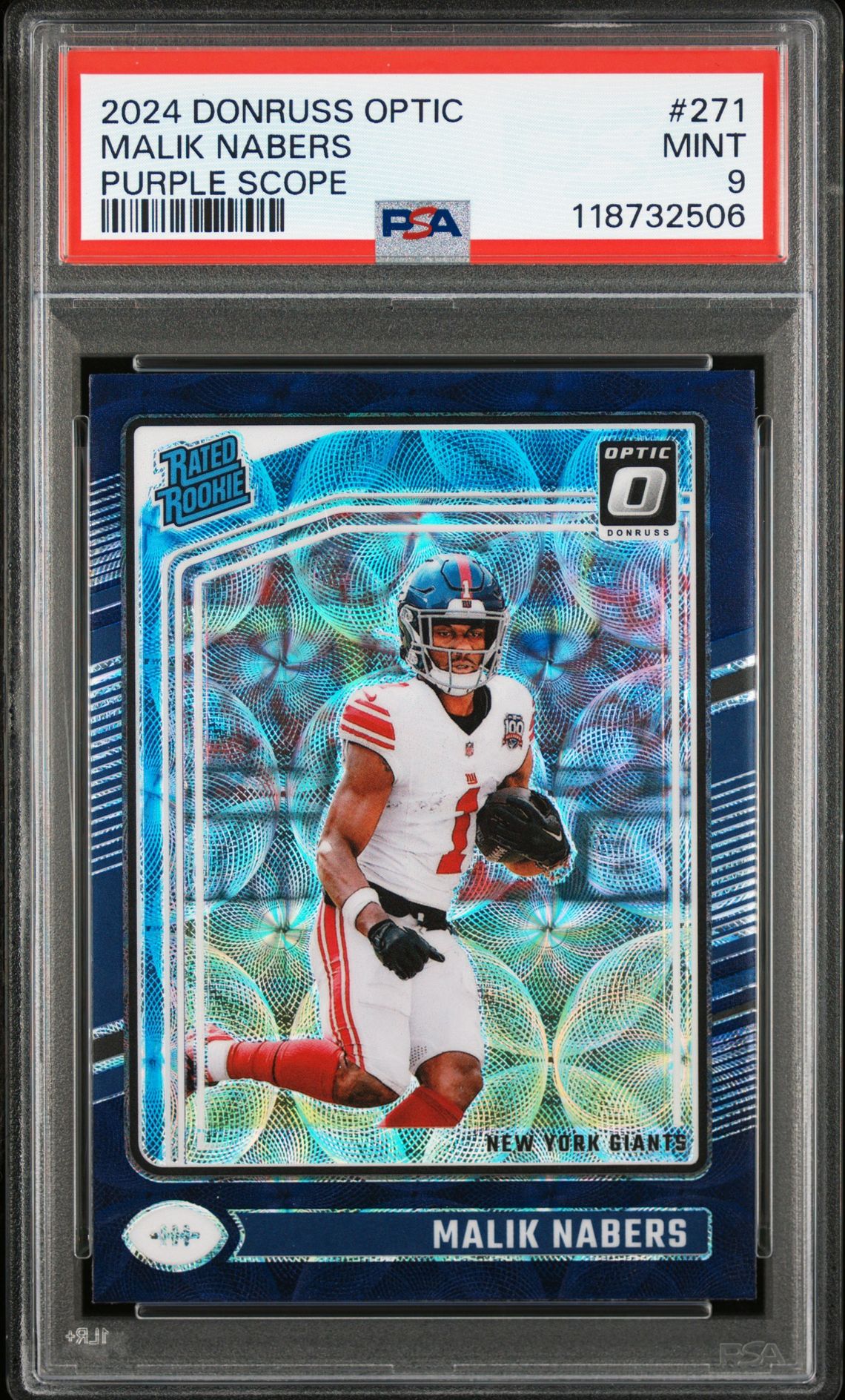 2024 Panini Donruss Optic Malik Nabers #271 (Purple Scope) Mint 9 front