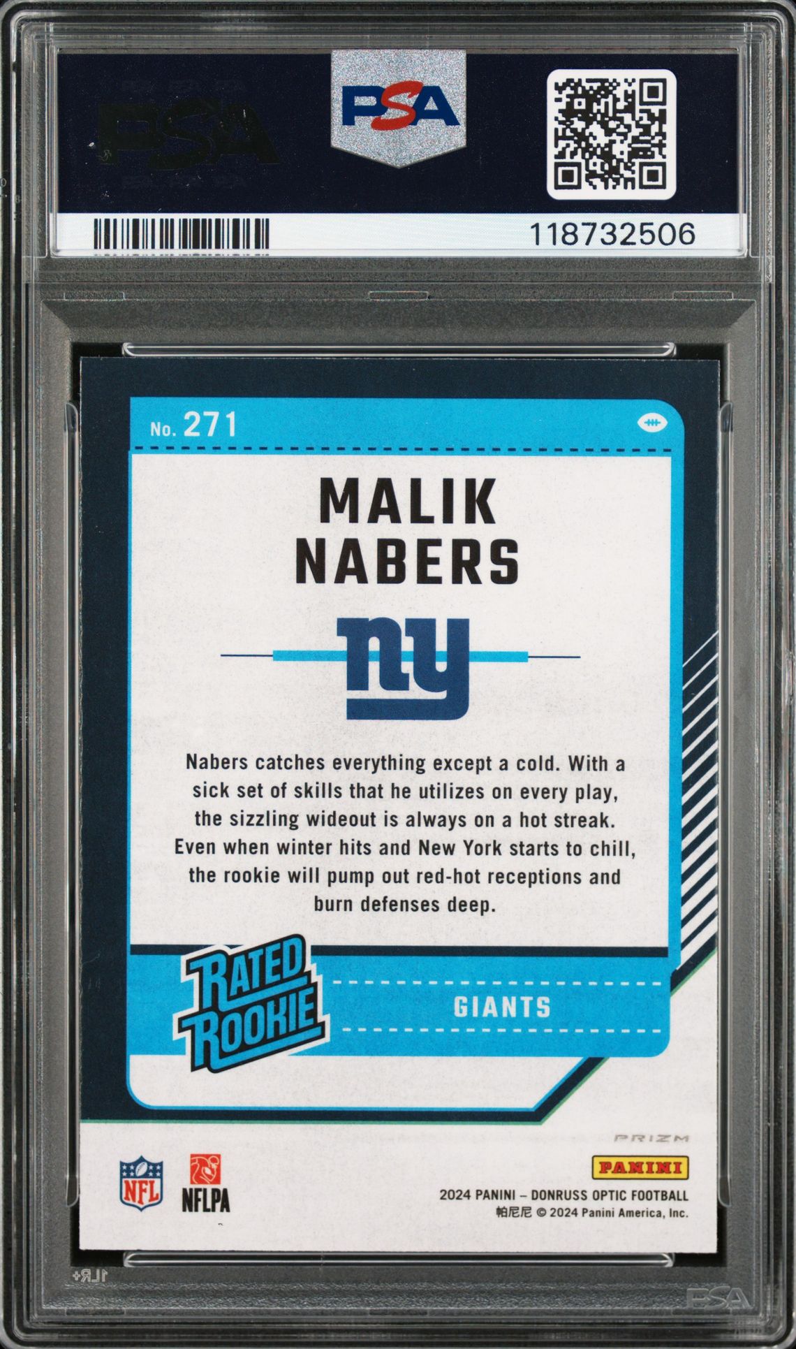 2024 Panini Donruss Optic Malik Nabers #271 (Purple Scope) Mint 9 back