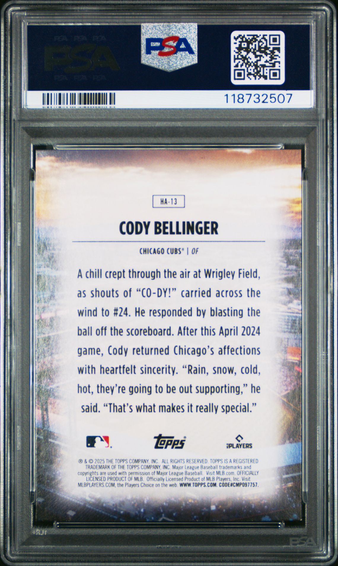 2025 Topps Home Field Advantage Cody Bellinger #Ha13 Mint 9 back