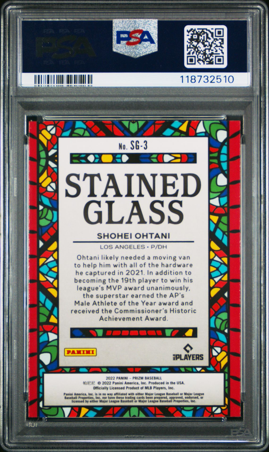 2022 Panini Prizm Stained Glass Shohei Ohtani #Sg3 (Stained Glass) Gem Mt 10 back