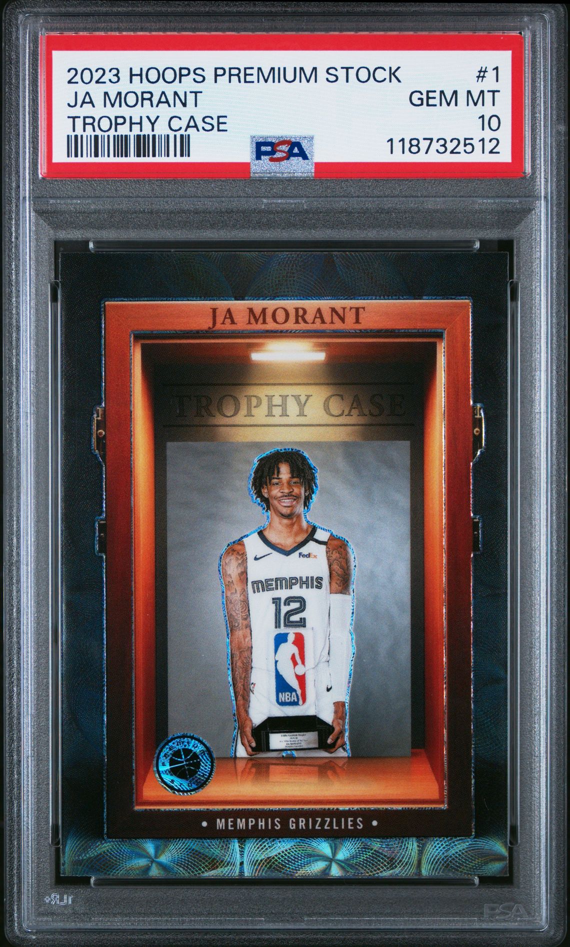 2023 Panini Hoops Premium Stock Trophy Case Ja Morant #1 Gem Mt 10 front