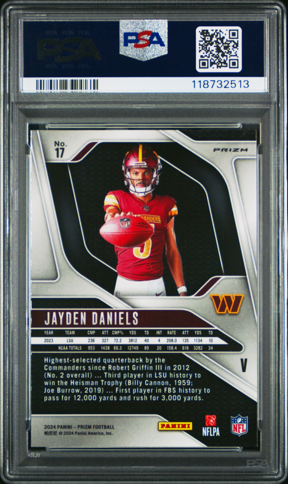 2024 Panini Prizm Rookie Variation Jayden Daniels #17 Mint 9 back