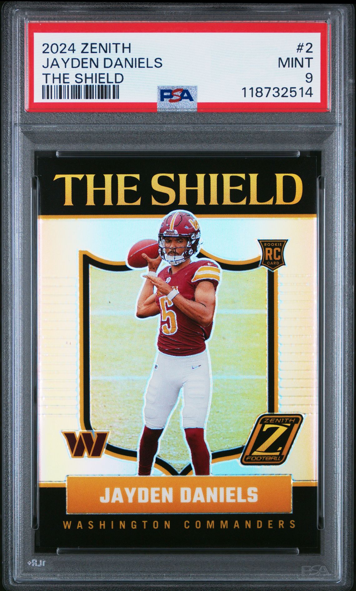 2024 Panini Zenith The Shield Jayden Daniels #2 Mint 9 front