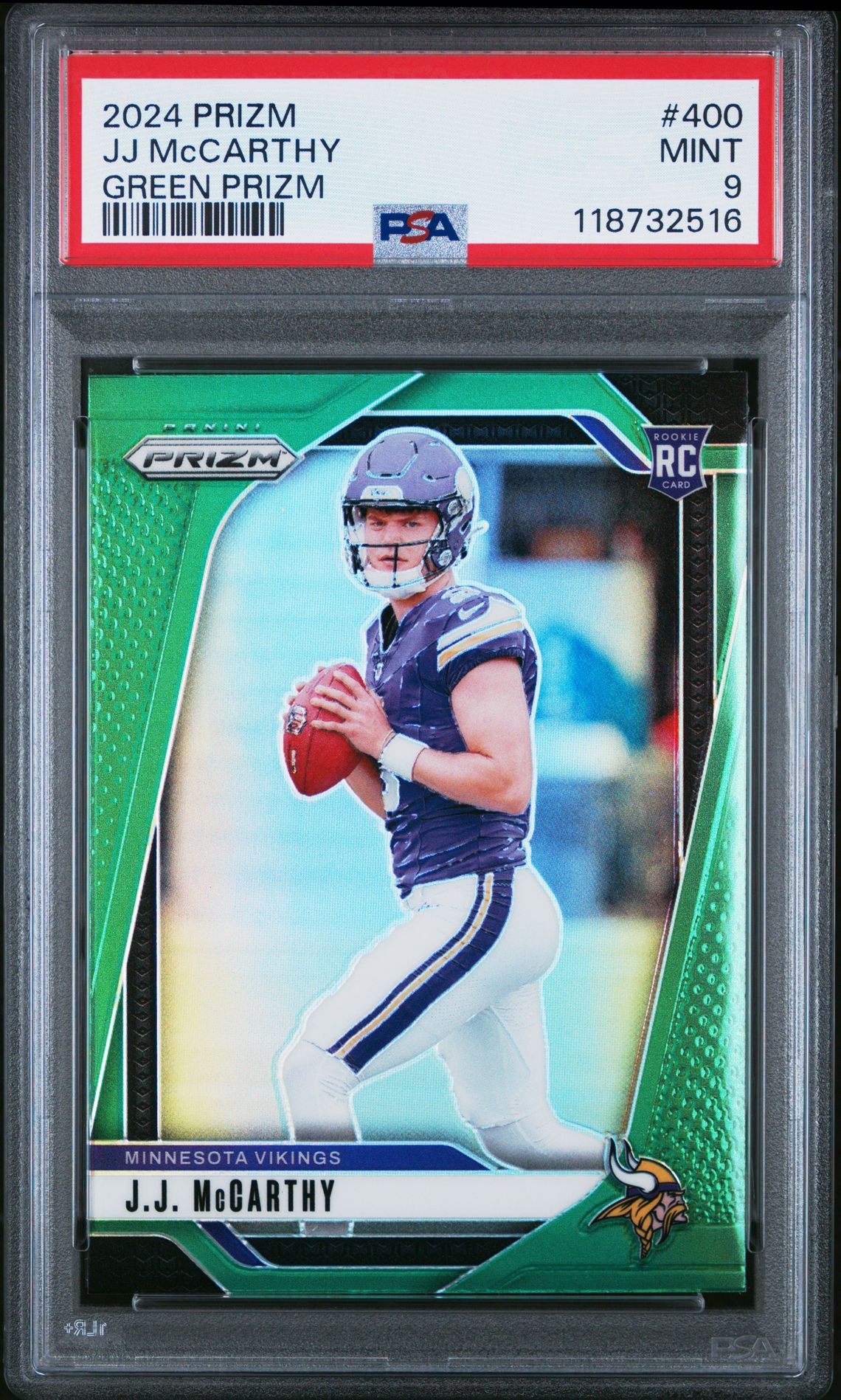 2024 Panini Prizm Jj Mccarthy #400 (Green Prizm) Mint 9 front