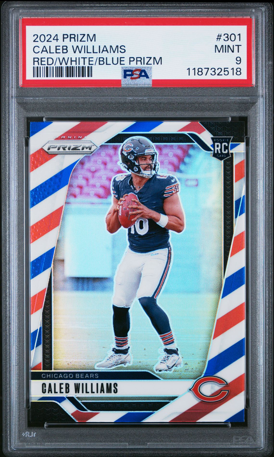 2024 Panini Prizm Caleb Williams #301 (Red/White/Blue Prizm) Mint 9 front