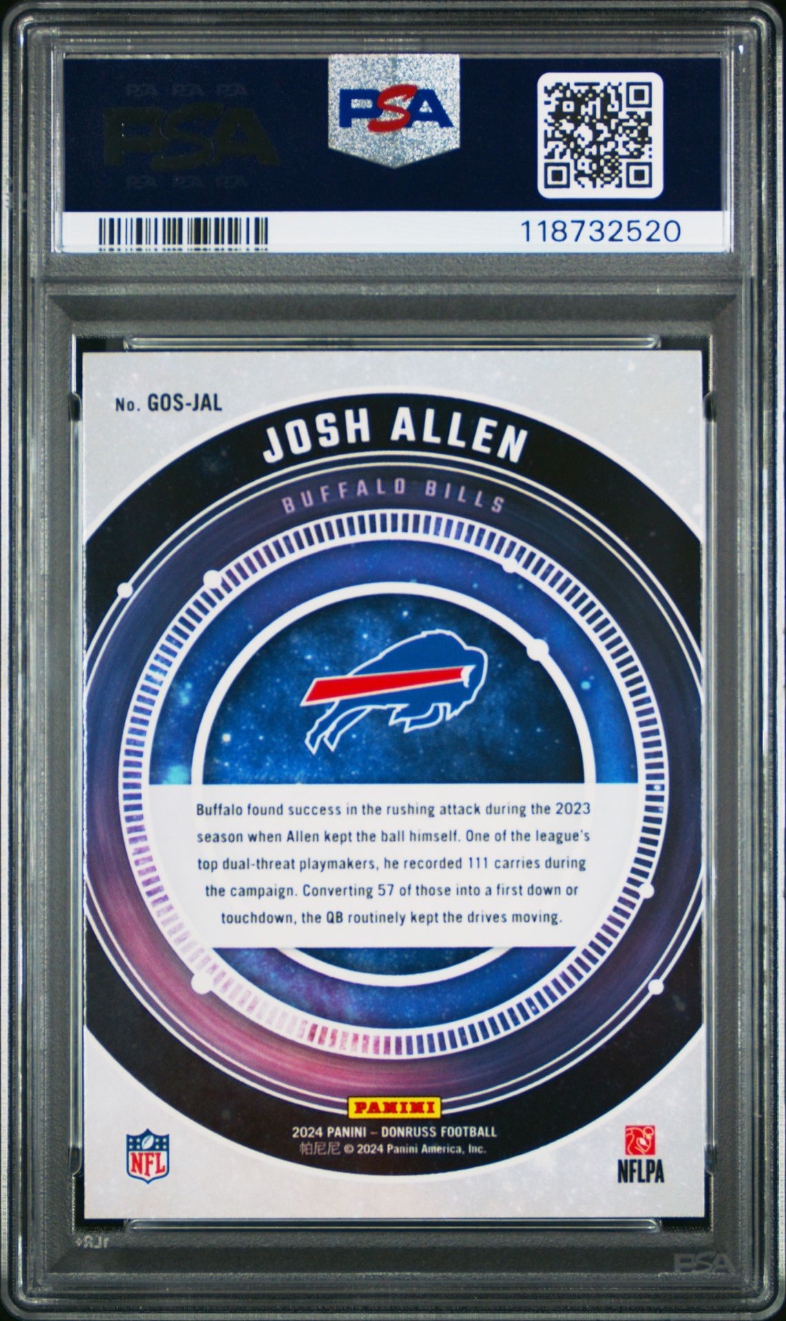 2024 Panini Donruss Galaxy Of Stars Josh Allen #Gosjal Gem Mt 10 back