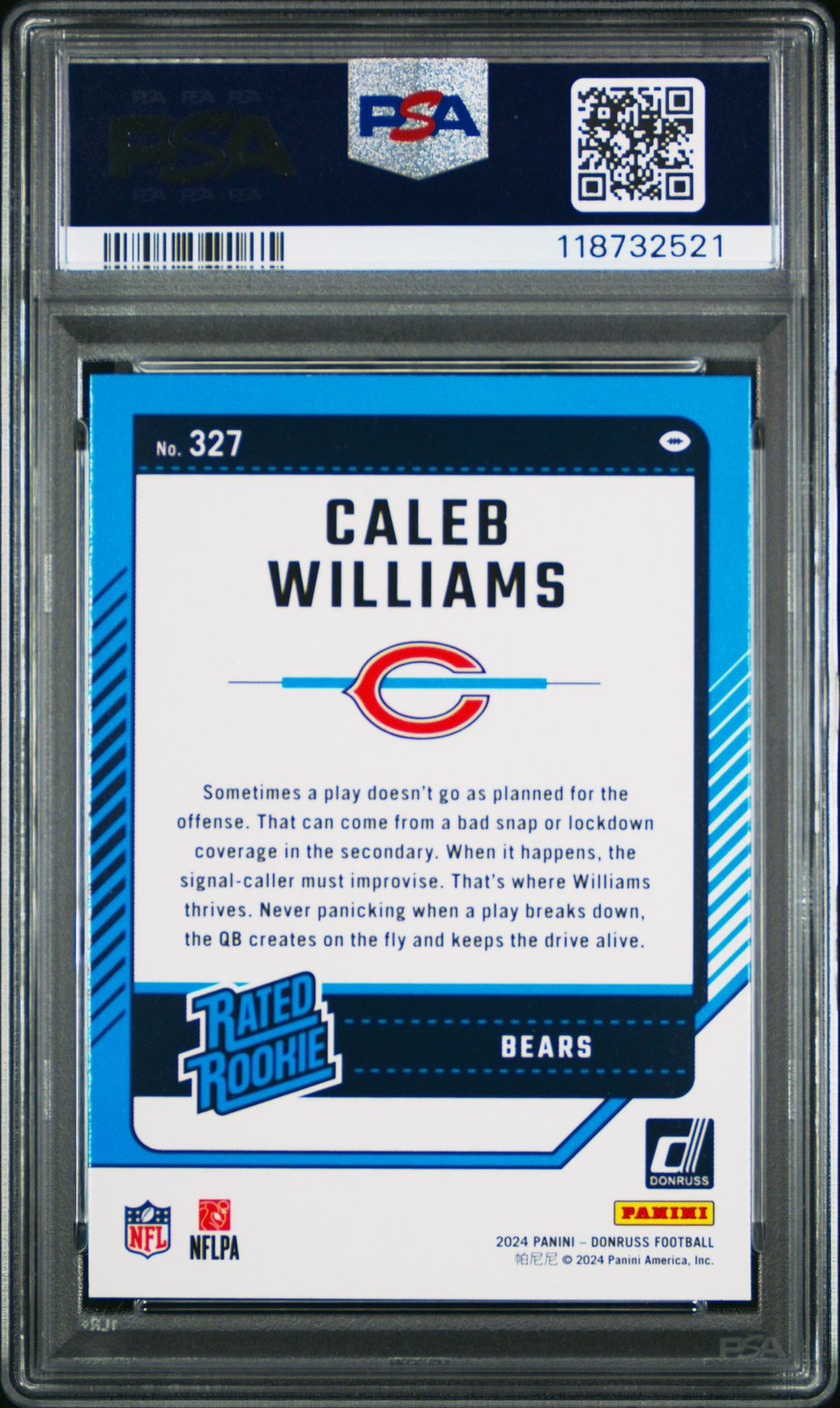2024 Panini Donruss Caleb Williams #327 (Press Proof Red) Mint 9 back