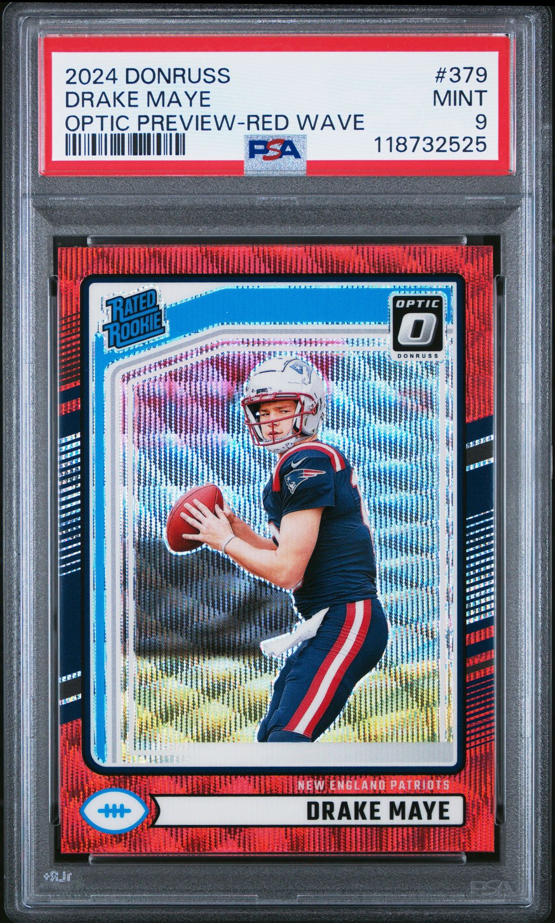 2024 Panini Donruss Drake Maye #379 (Optic Preview-Red Wave) Mint 9 front