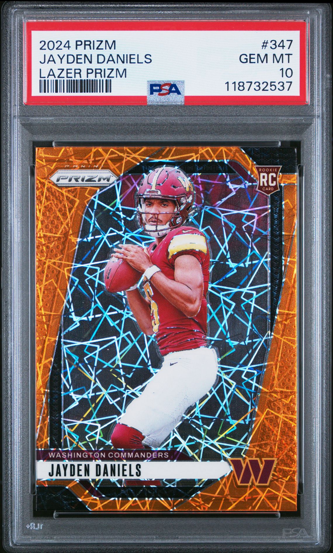 2024 Panini Prizm Jayden Daniels #347 (Lazer Prizm) Gem Mt 10 front