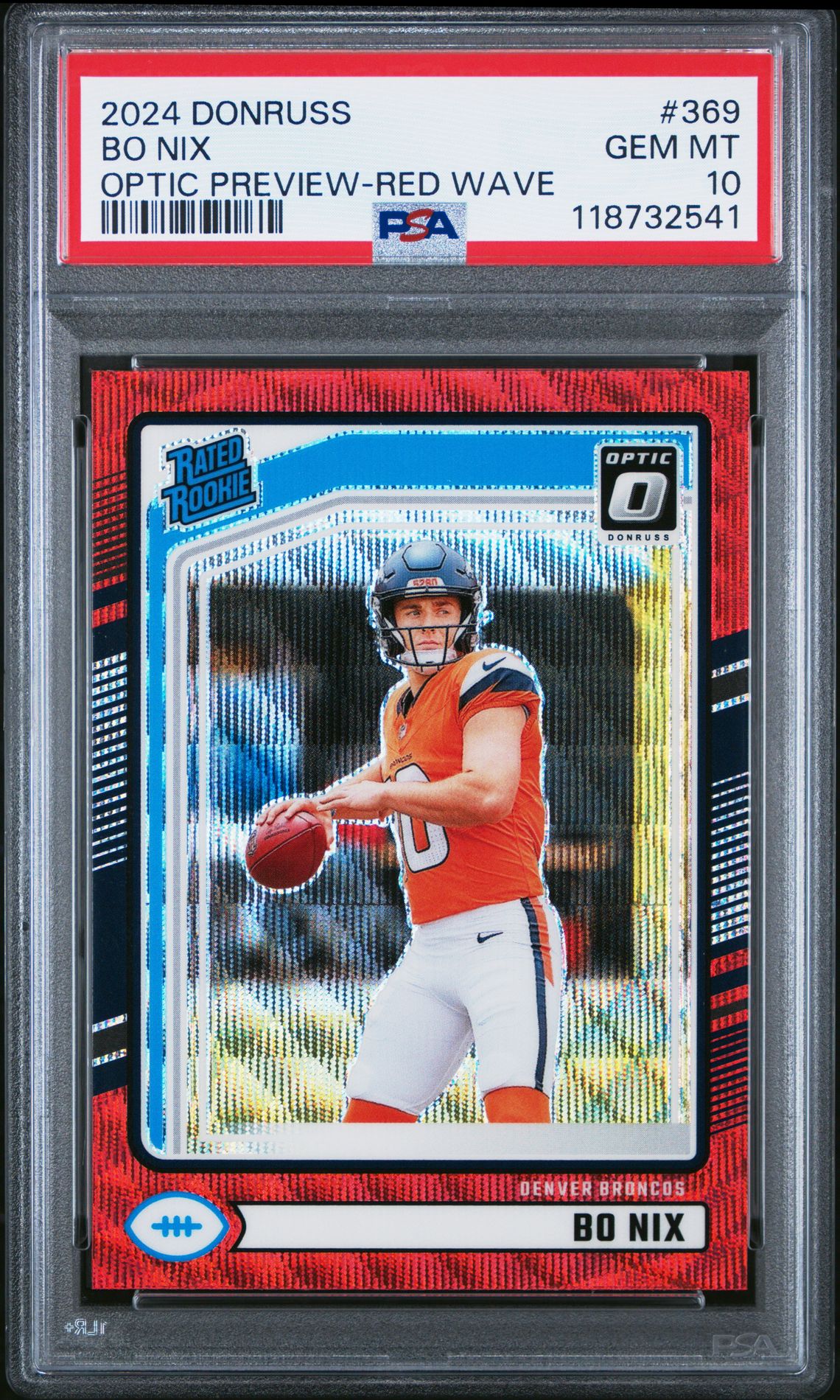 2024 Panini Donruss Bo Nix #369 (Optic Preview-Red Wave) Gem Mt 10 front