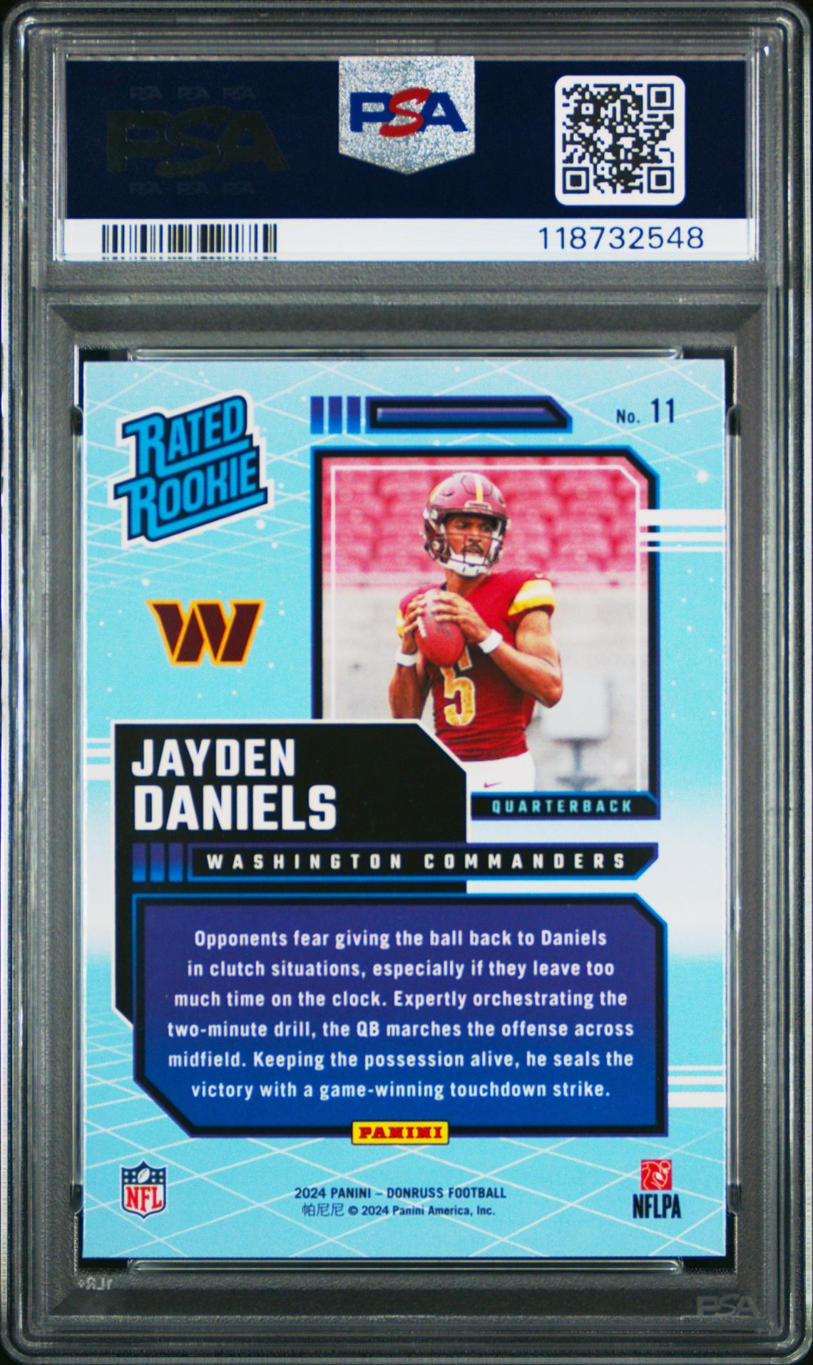 2024 Panini Donruss Rated Rookies Retro Jayden Daniels #11 Gem Mt 10 back