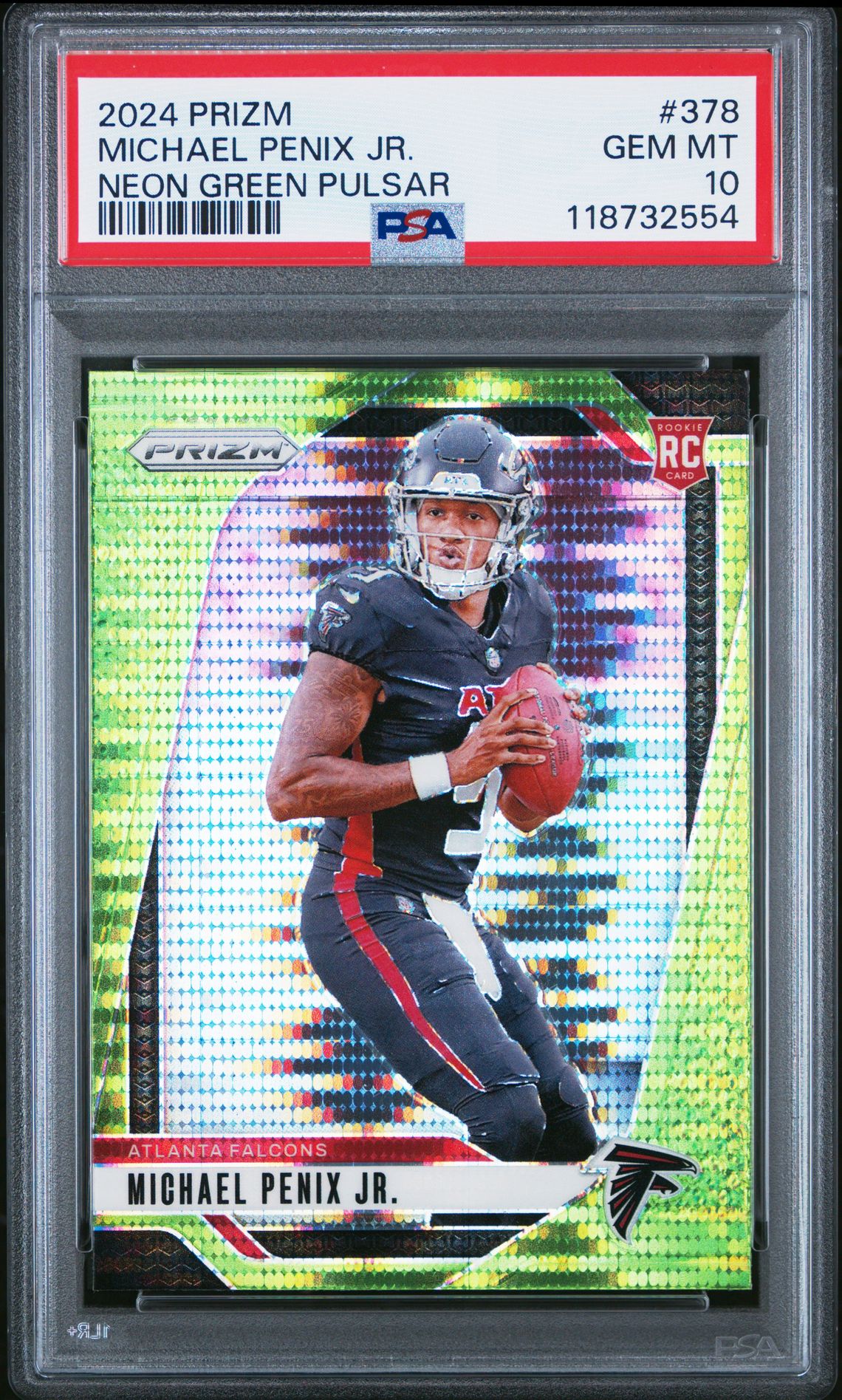 2024 Panini Prizm Michael Penix Jr. #378 (Neon Green Pulsar) Gem Mt 10 front