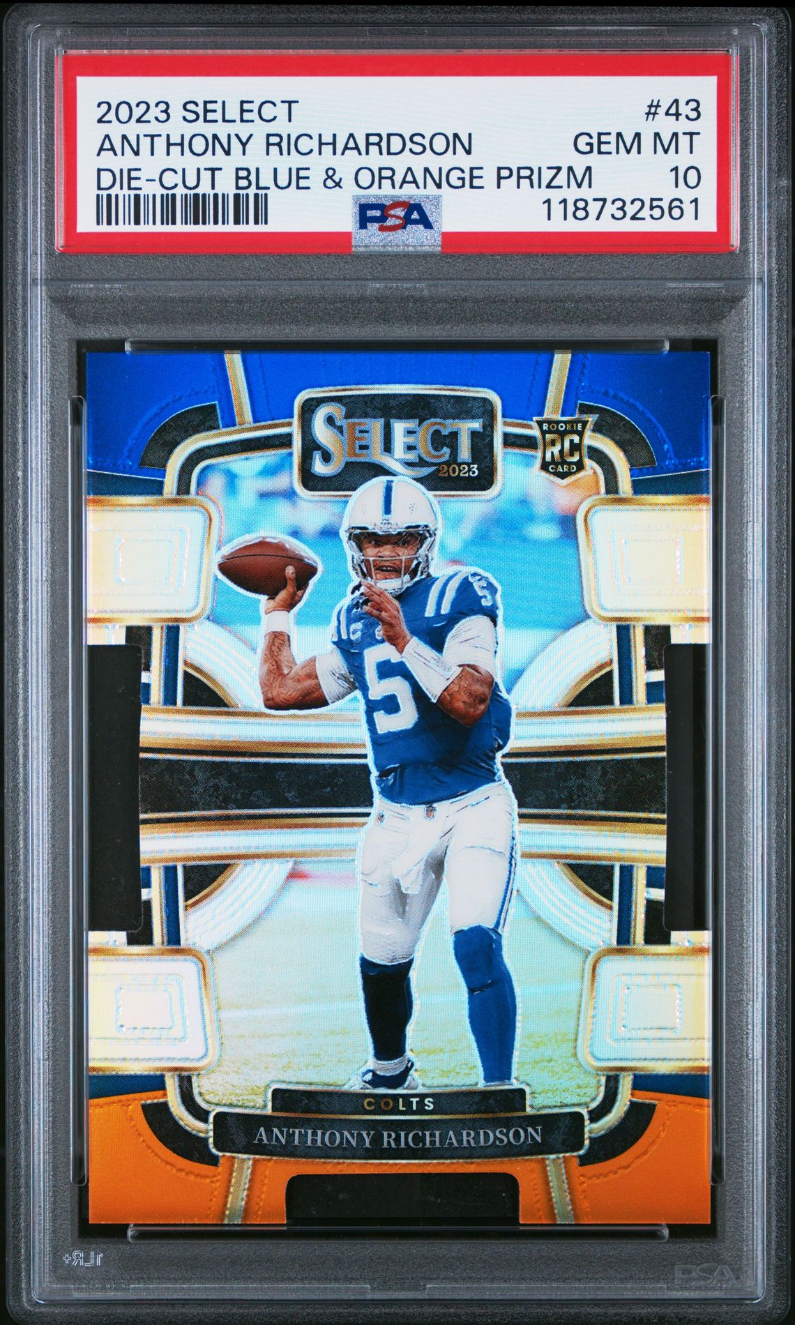 2023 Panini Select Anthony Richardson #43 (Die-Cut Blue & Orange Prizm) Gem Mt 10 front