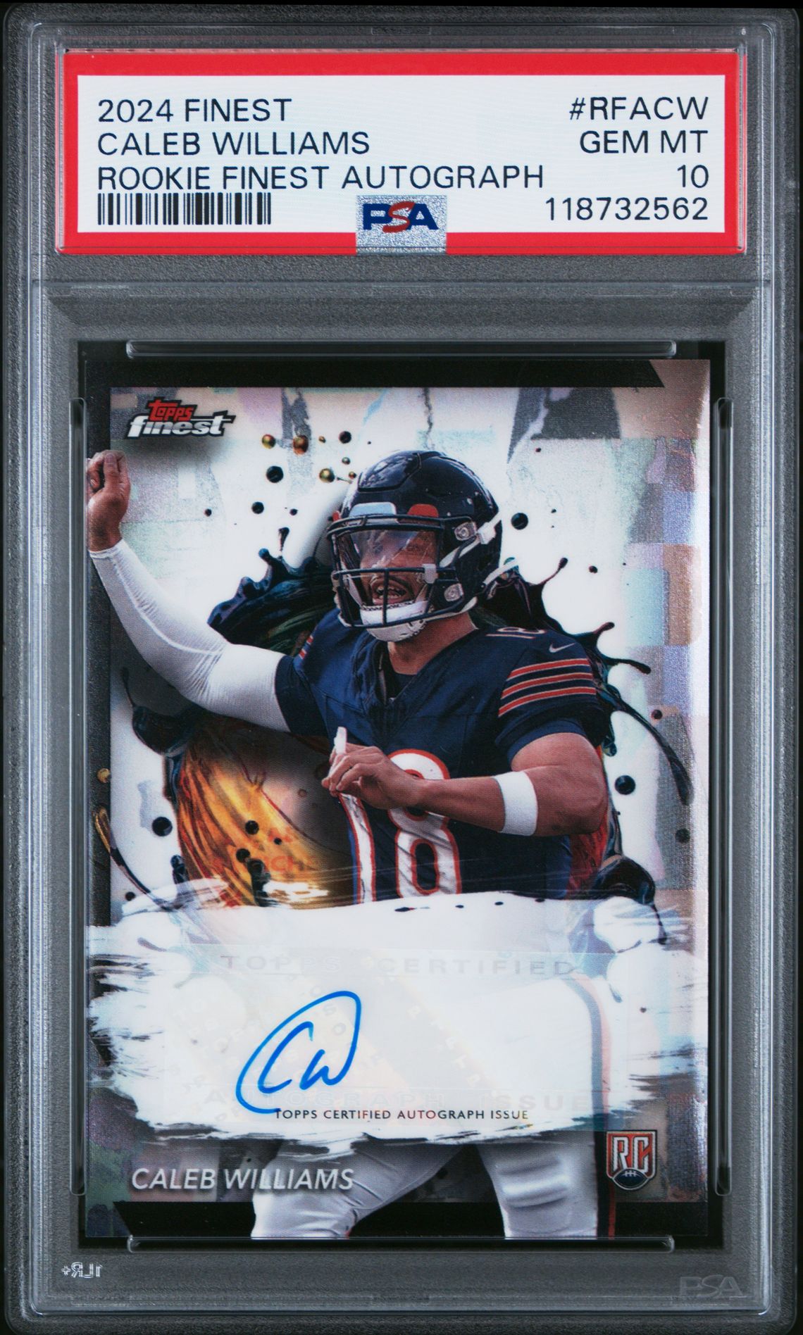 2024 Topps Finest Rookie Finest Autographs Caleb Williams #Rfacw Gem Mt 10 front