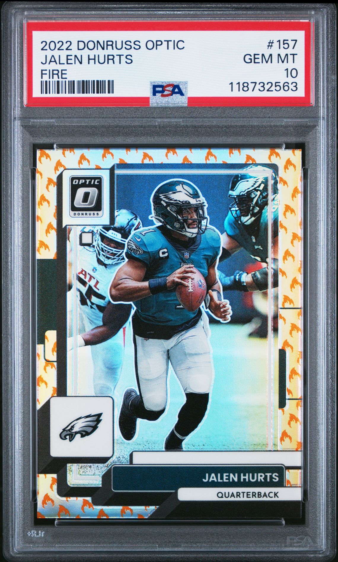 2022 Panini Donruss Optic Jalen Hurts #157 (Fire) Gem Mt 10 front