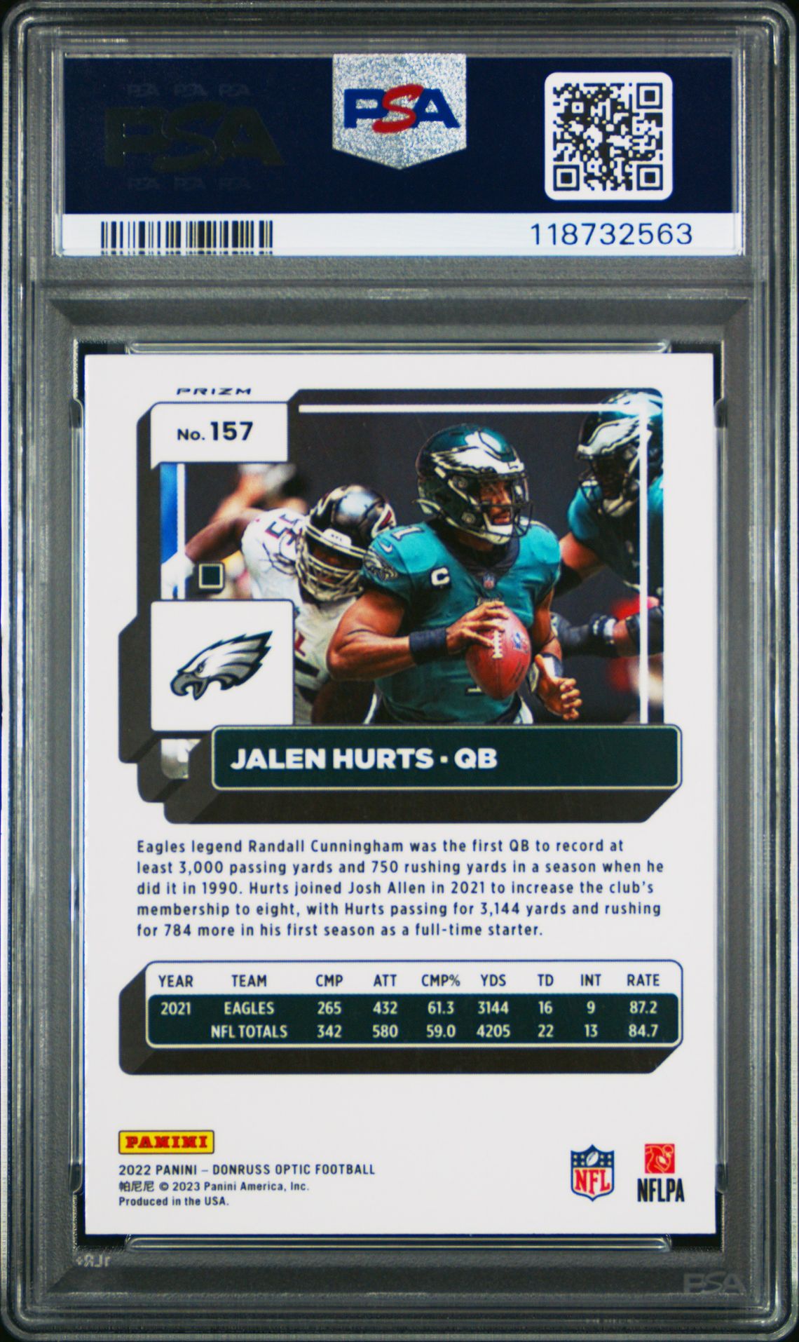 2022 Panini Donruss Optic Jalen Hurts #157 (Fire) Gem Mt 10 back