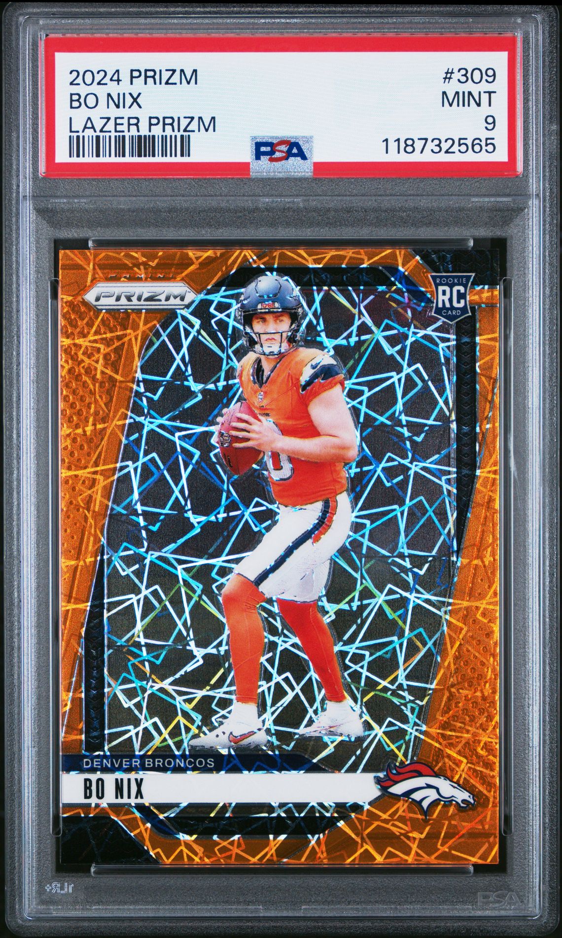 2024 Panini Prizm Bo Nix #309 (Lazer Prizm) Mint 9 front