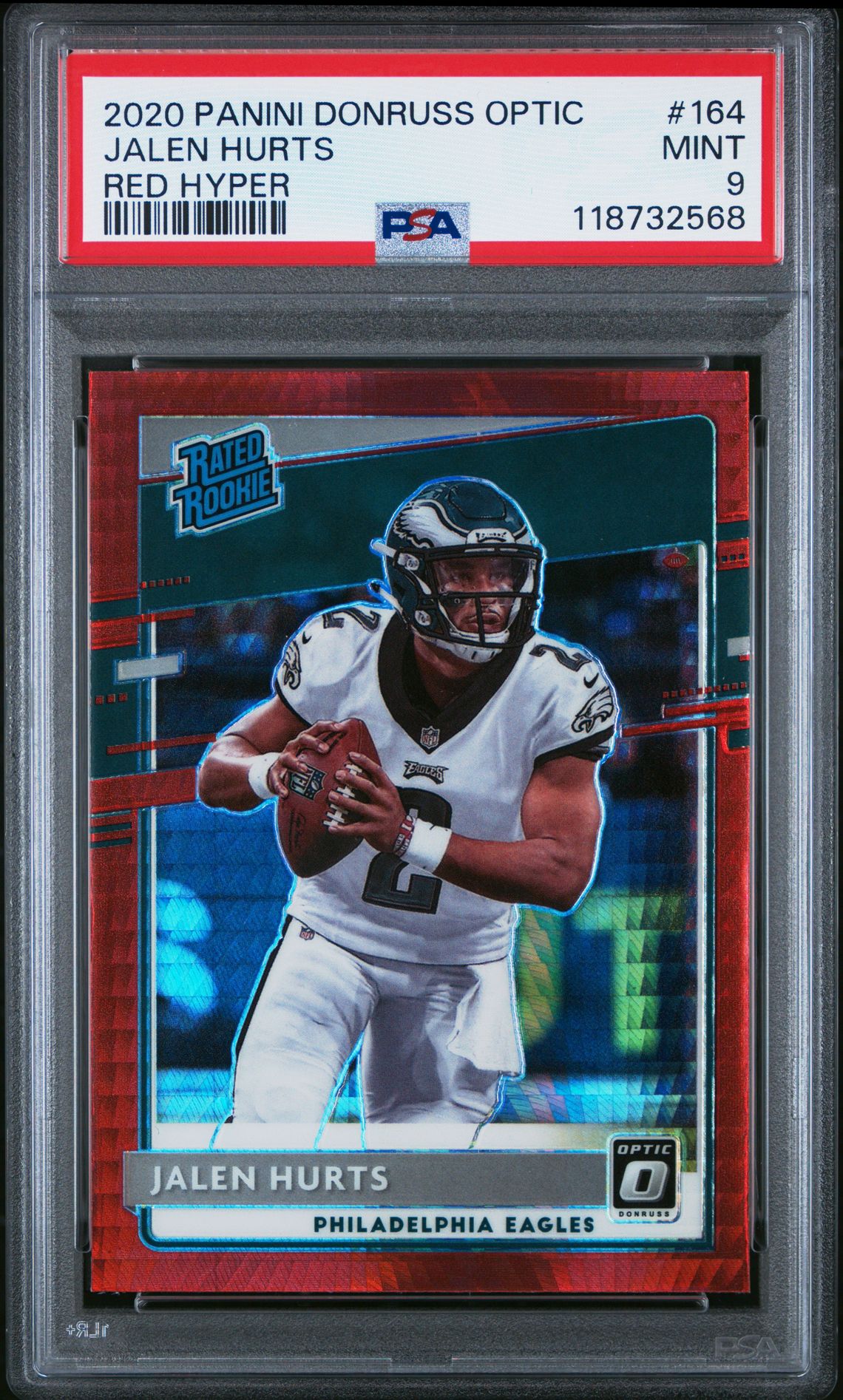 2020 Panini Donruss Optic Jalen Hurts #164 (Red Hyper) Mint 9 front