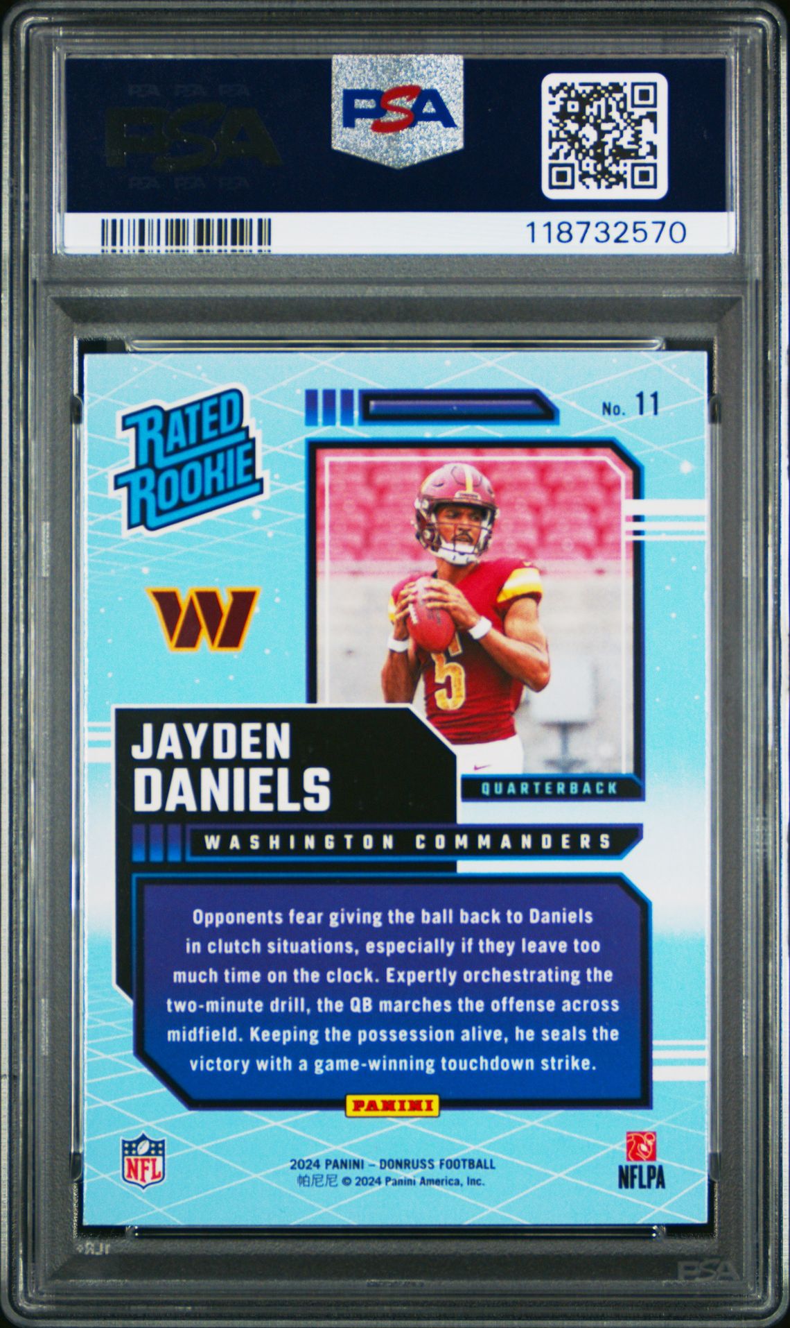 2024 Panini Donruss Rated Rookies Retro Jayden Daniels #11 Mint 9 back