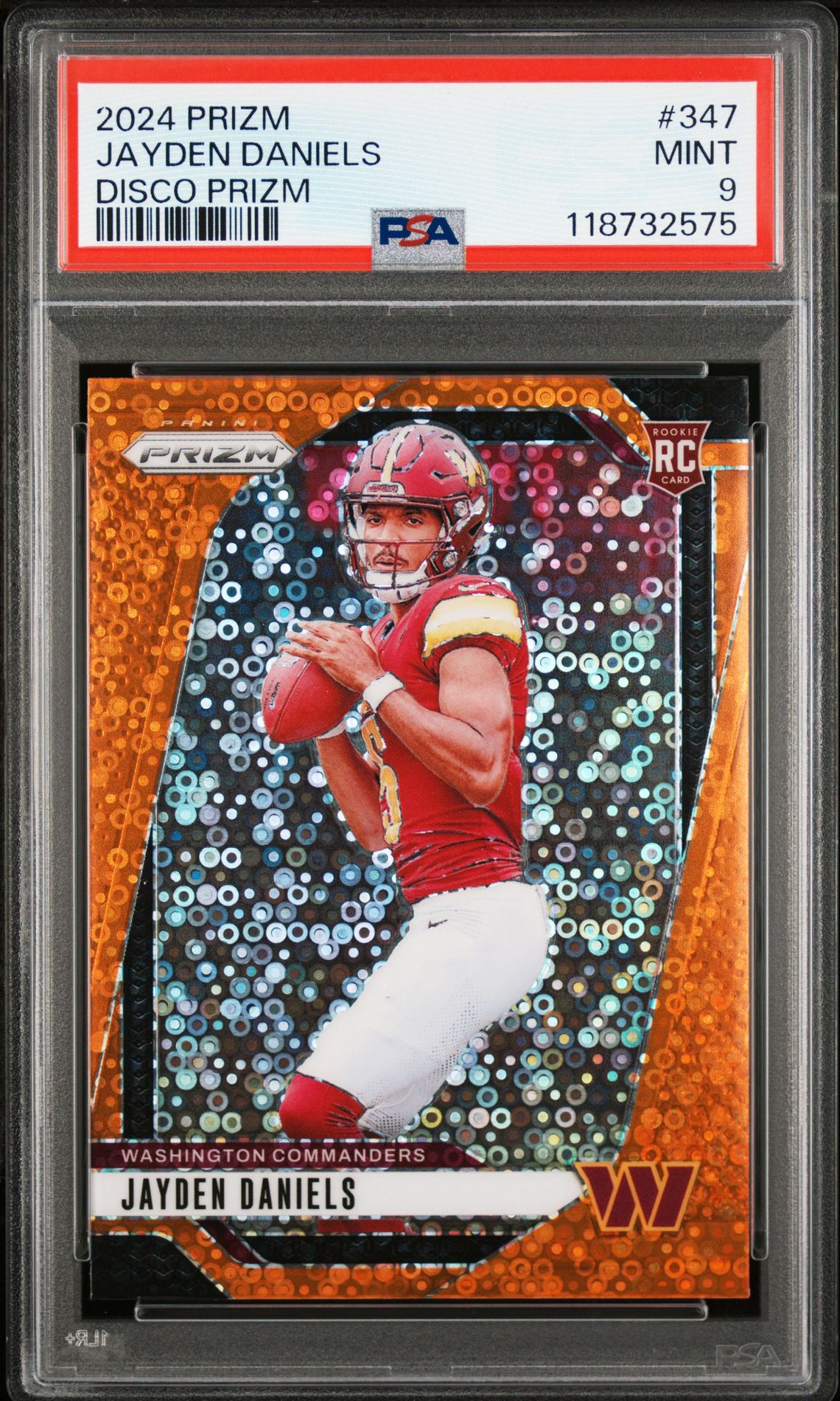 2024 Panini Prizm Jayden Daniels #347 (Disco Prizm) Mint 9 front