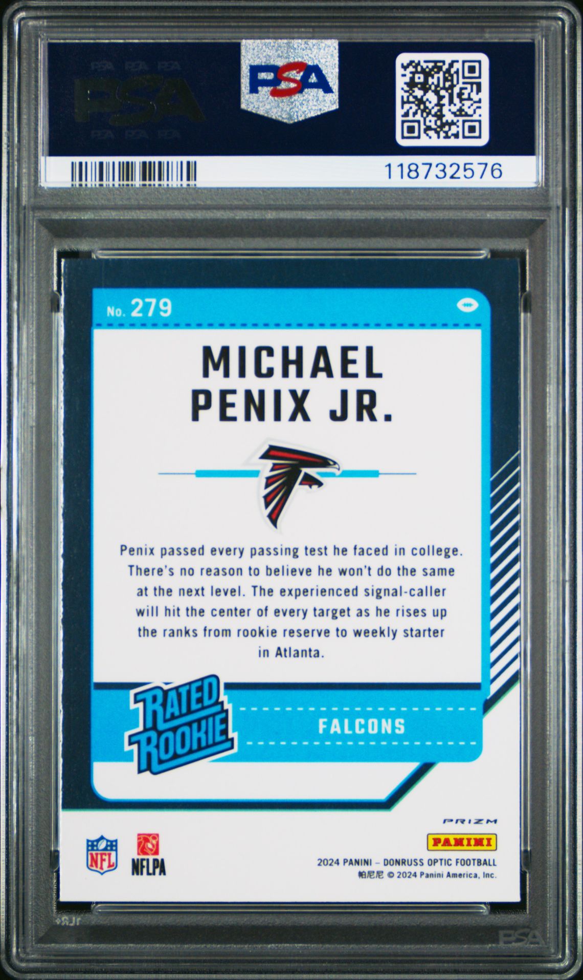 2024 Panini Donruss Optic Michael Penix Jr. #279 (Freedom) Gem Mt 10 back