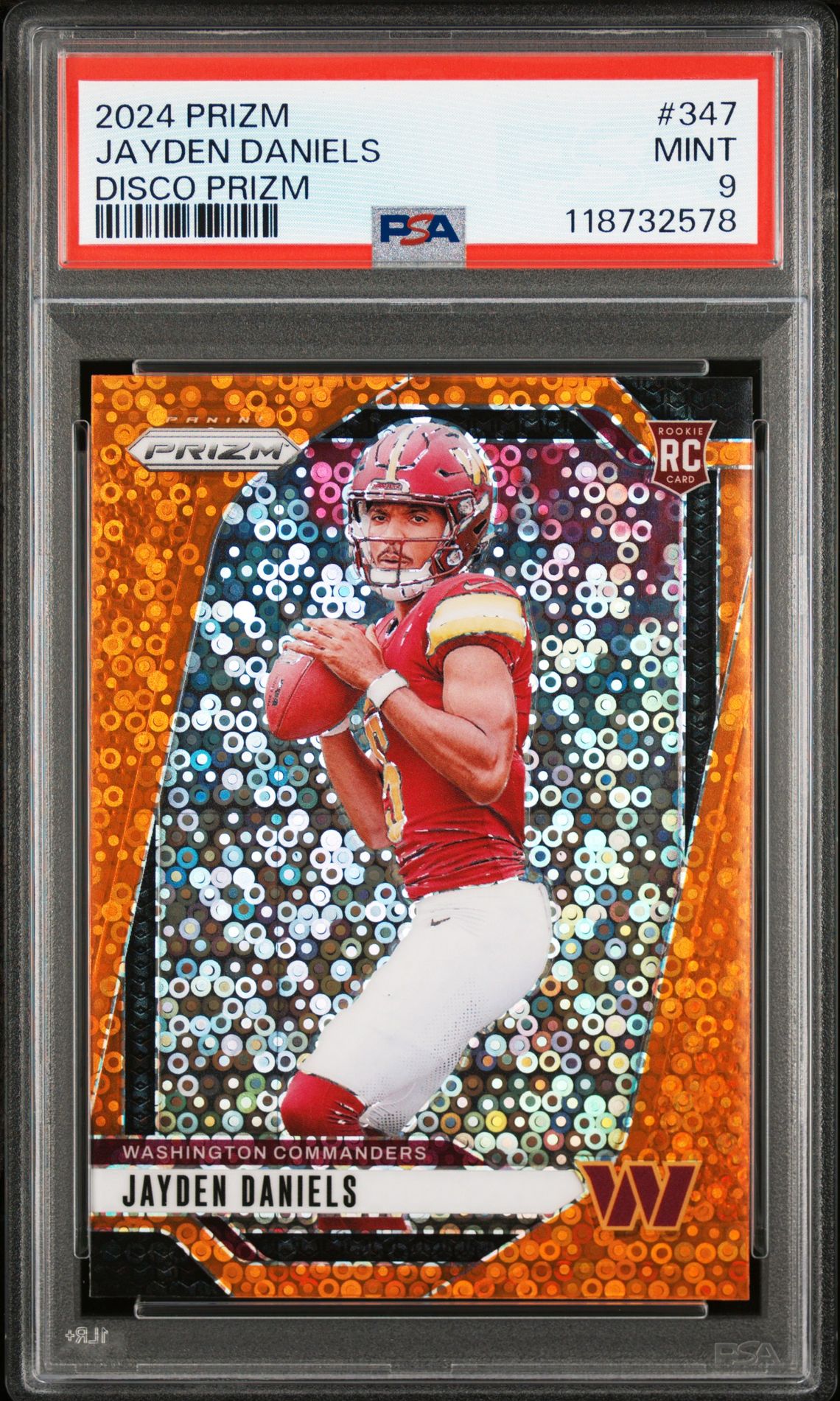 2024 Panini Prizm Jayden Daniels #347 (Disco Prizm) Mint 9 front