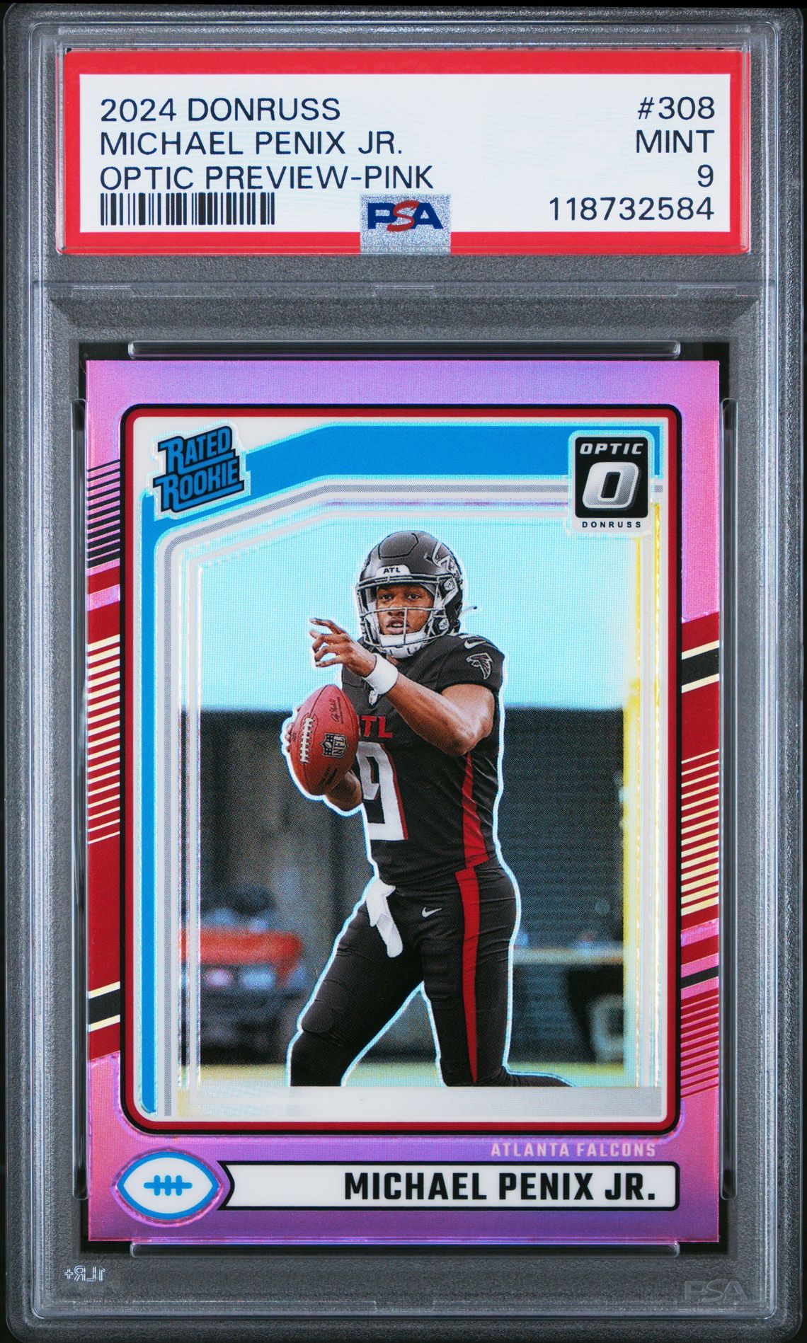 2024 Panini Donruss Michael Penix Jr. #308 (Optic Preview-Pink) Mint 9 front