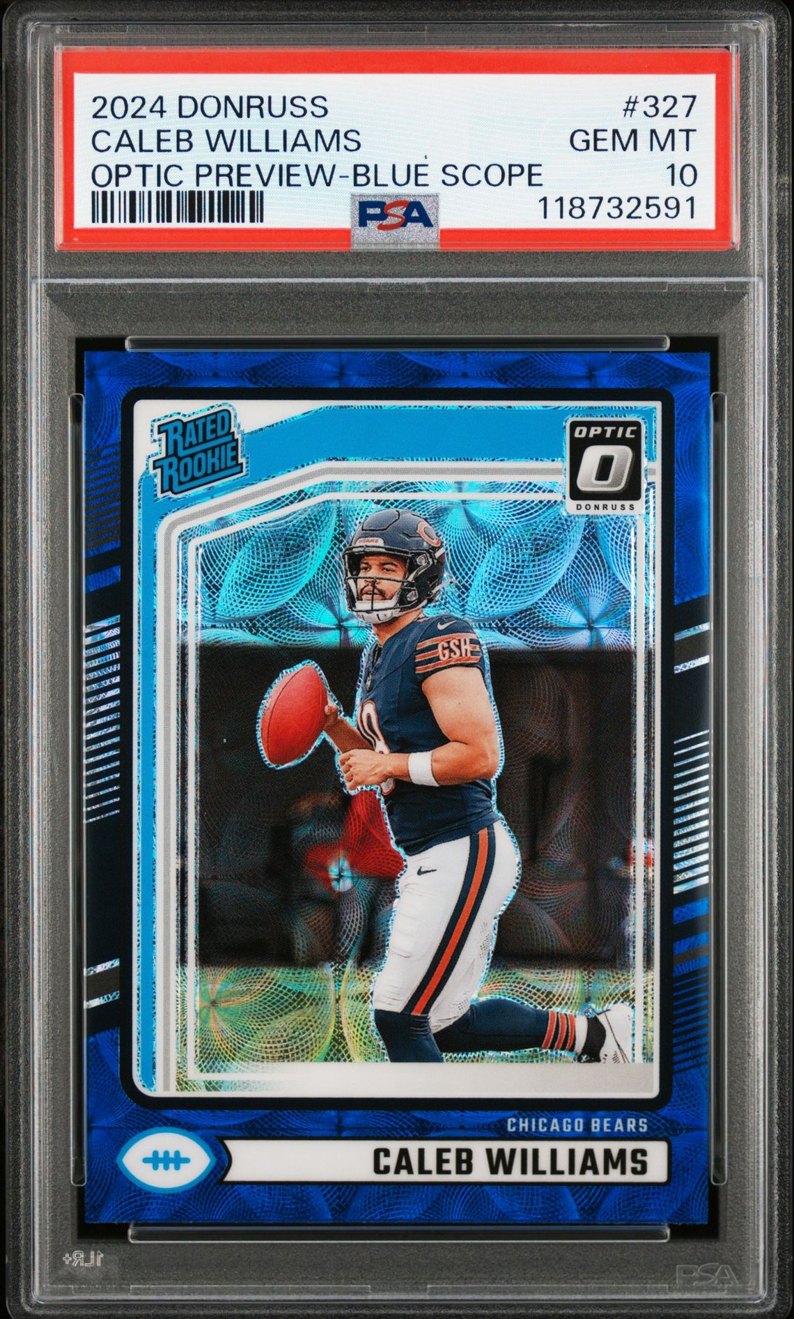 2024 Panini Donruss Caleb Williams #327 (Optic Preview-Blue Scope) Gem Mt 10 front