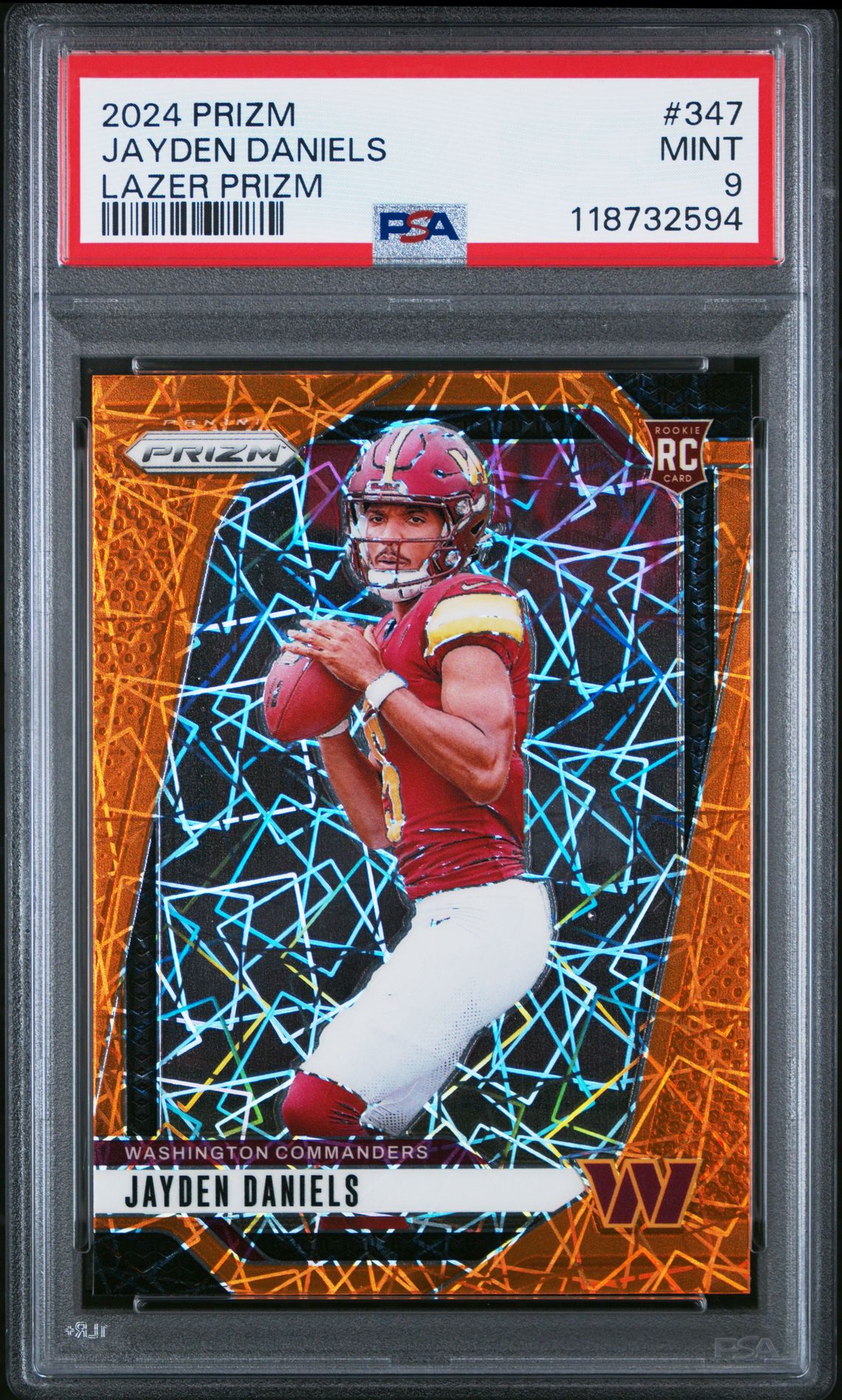 2024 Panini Prizm Jayden Daniels #347 (Lazer Prizm) Mint 9 front