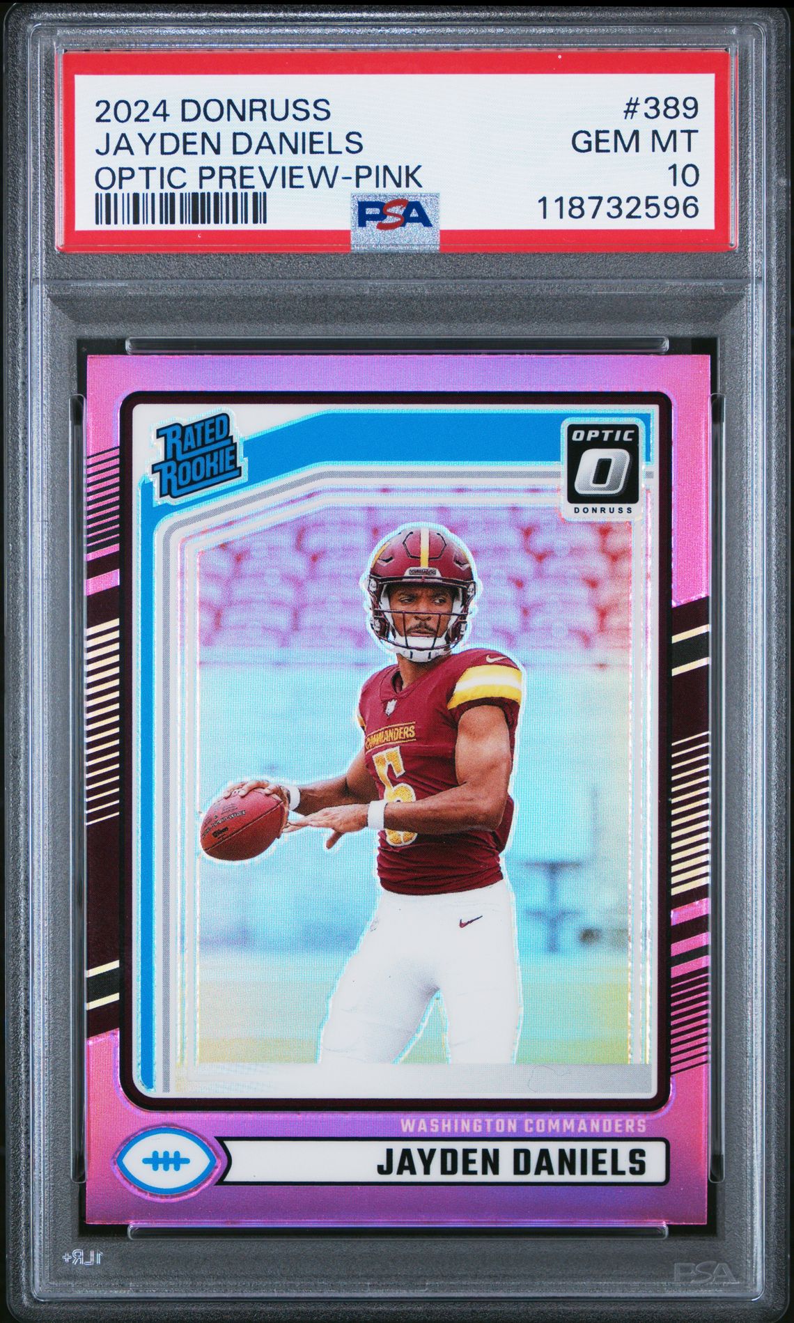 2024 Panini Donruss Jayden Daniels #389 (Optic Preview-Pink) Gem Mt 10 front