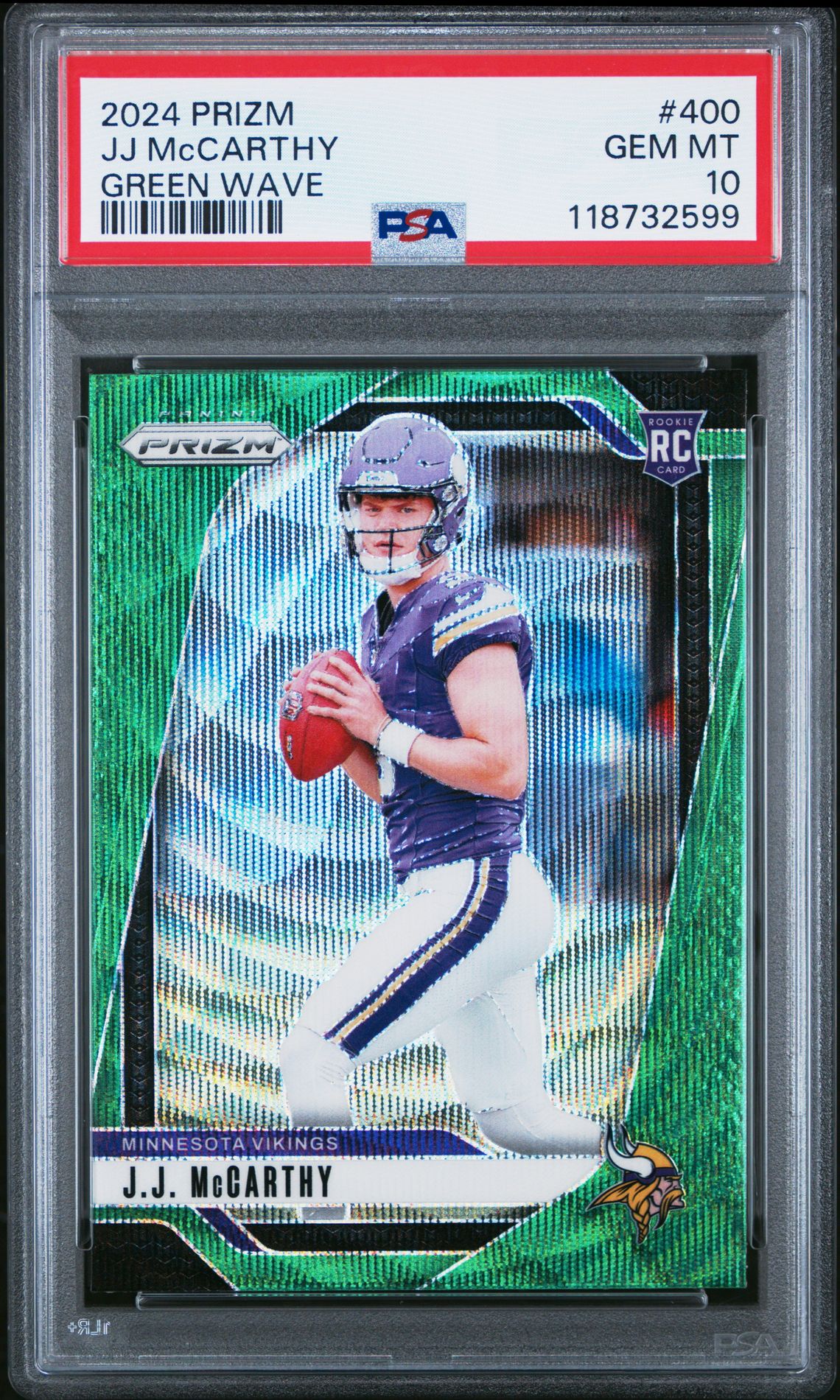 2024 Panini Prizm Jj Mccarthy #400 (Green Wave) Gem Mt 10 front