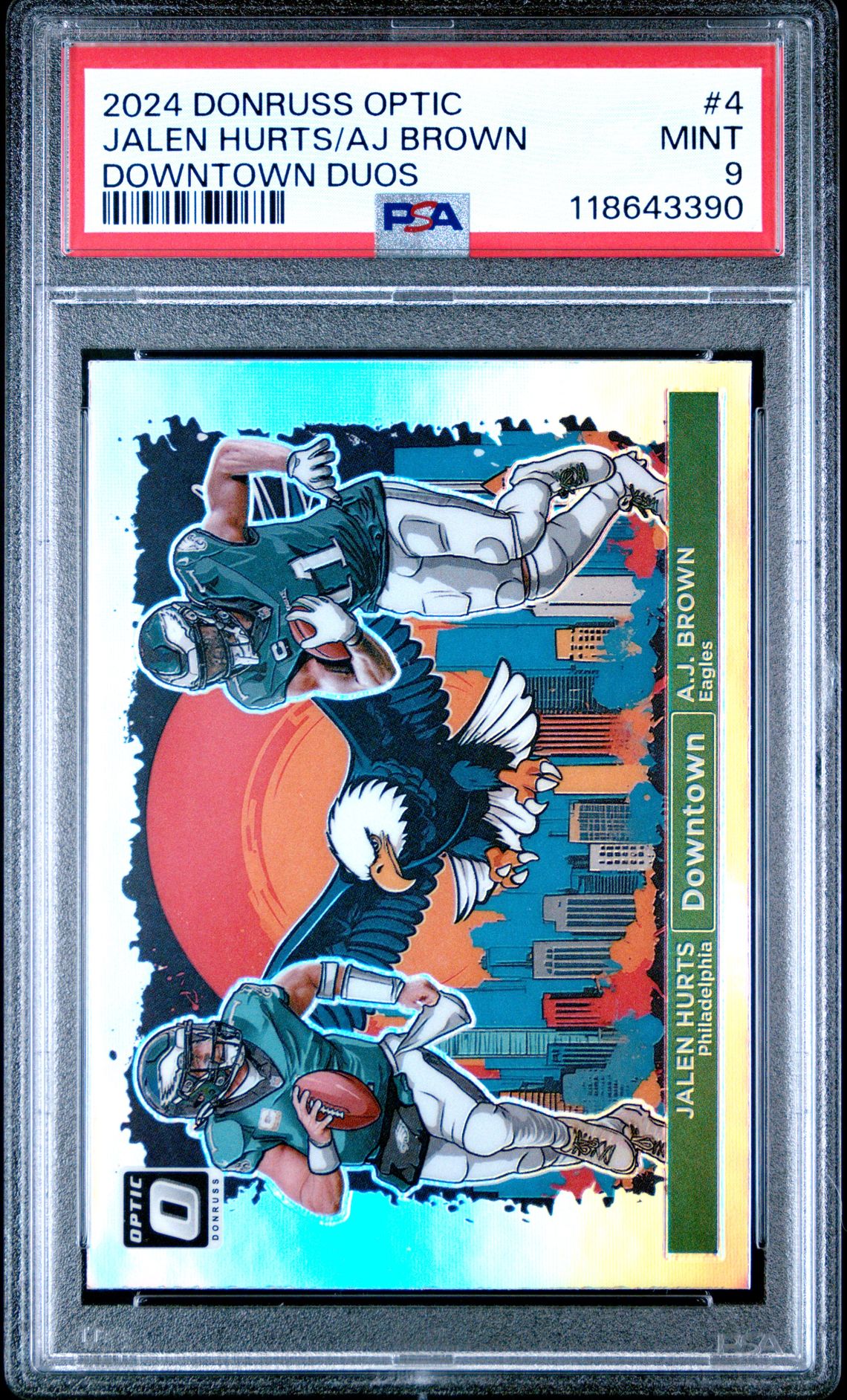 2024 Panini Donruss Optic Downtown Duos Jalen Hurts/Aj Brown #4 Mint 9 front