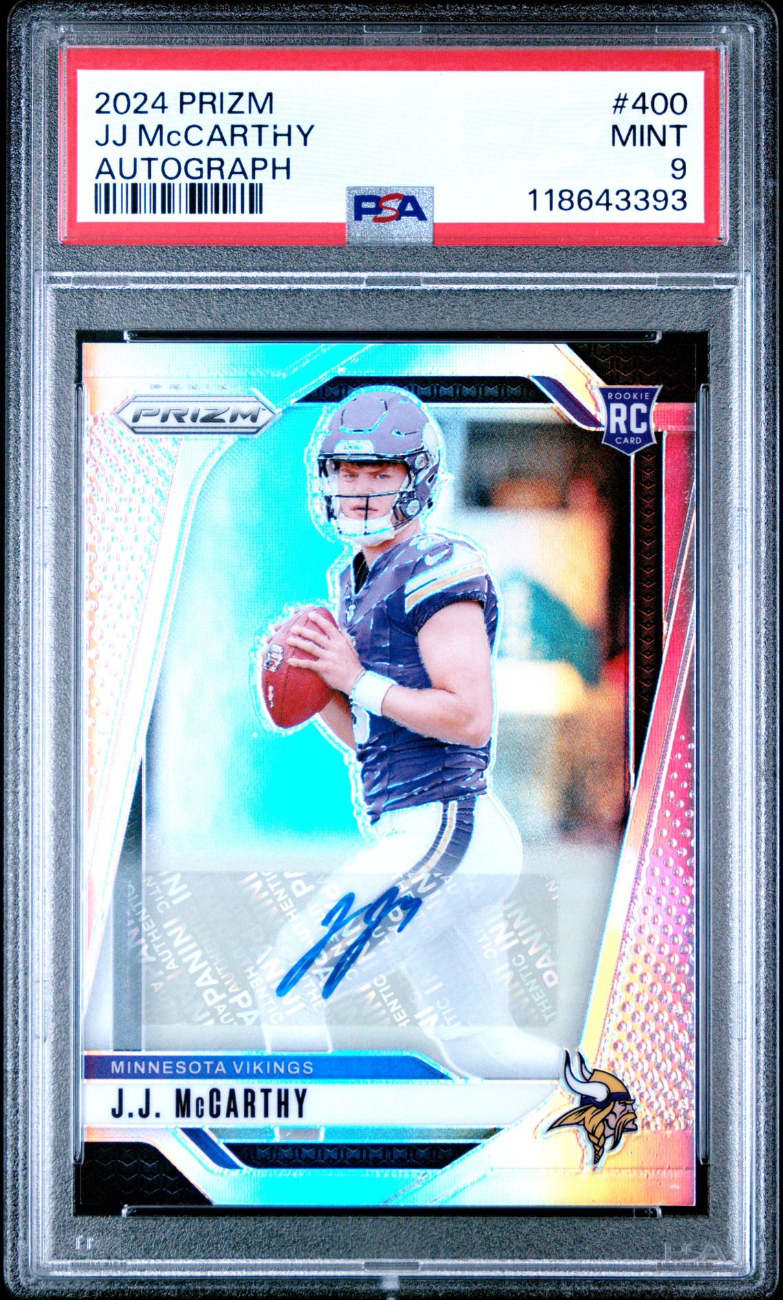 2024 Panini Prizm Jj Mccarthy #400 (Autograph) Mint 9 front