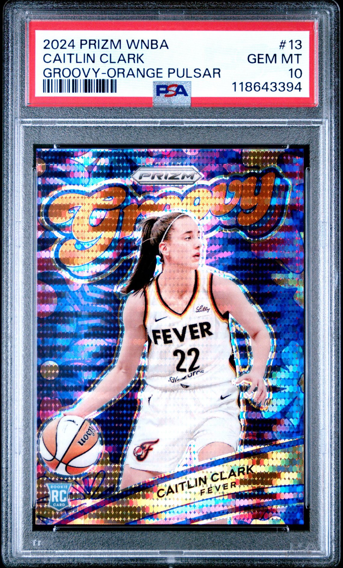 2024 Panini Prizm Wnba Groovy Caitlin Clark #13 (Groovy-Orange Pulsar) Gem Mt 10 front