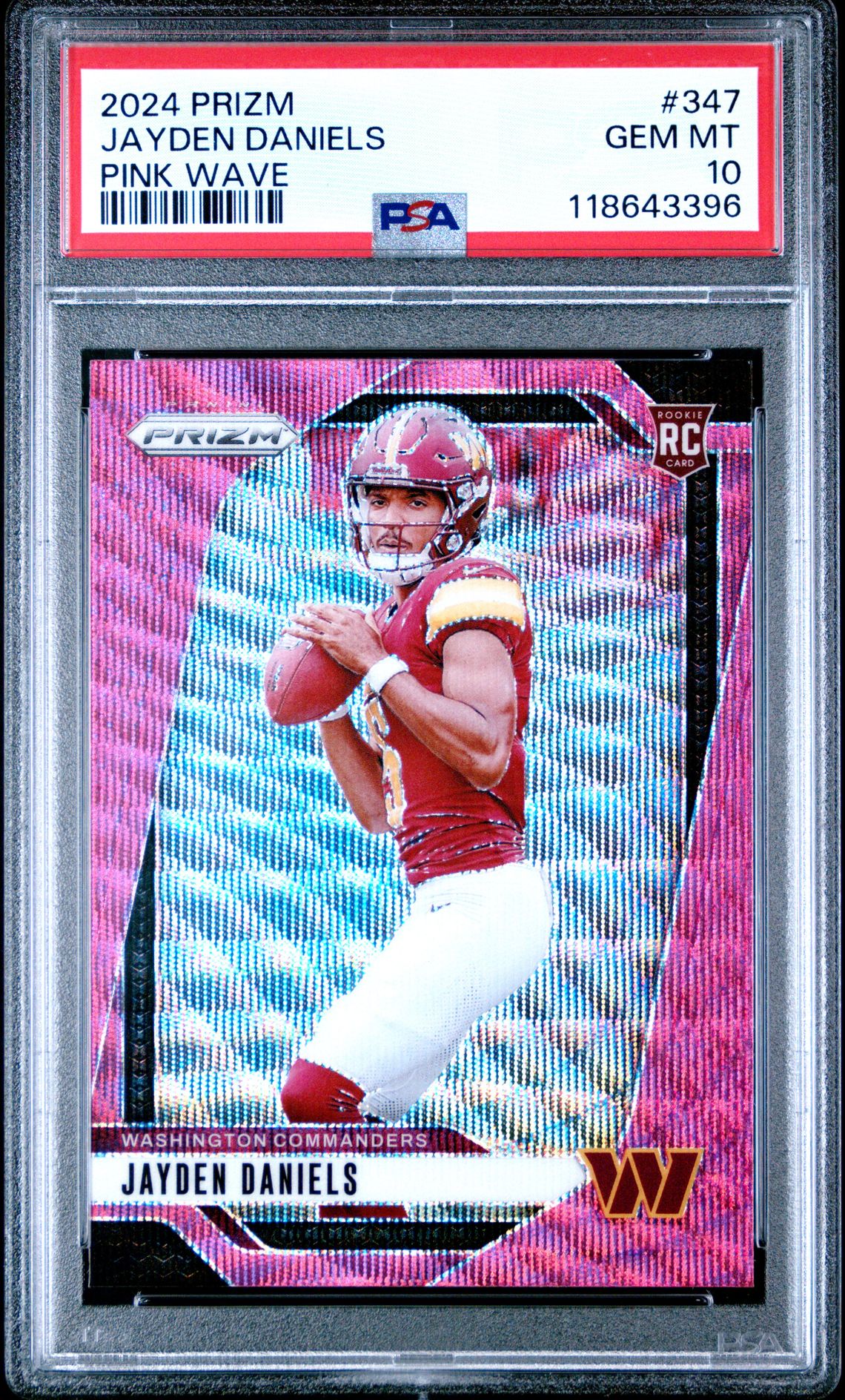 2024 Panini Prizm Jayden Daniels #347 (Pink Wave) Gem Mt 10 front