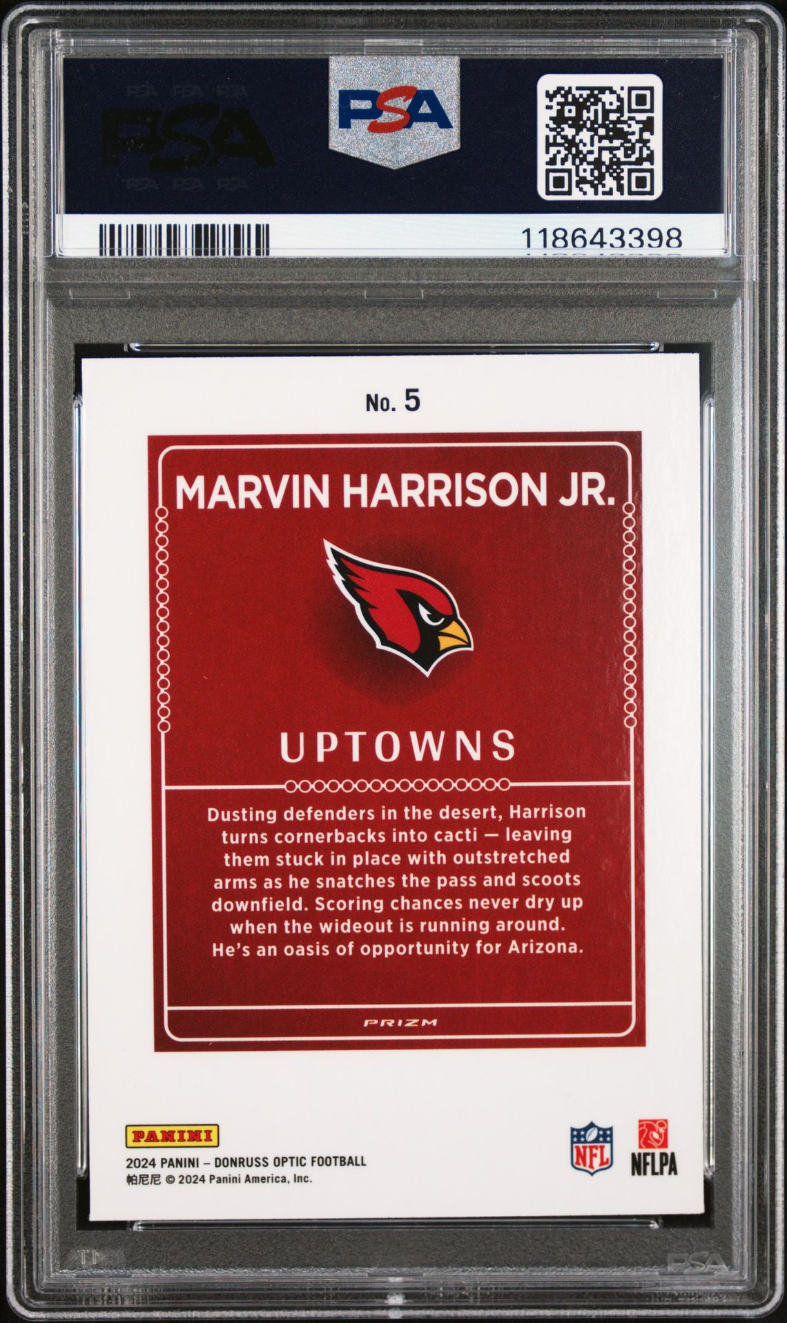 2024 Panini Donruss Optic Uptowns Marvin Harrison Jr. #5 Mint 9 back
