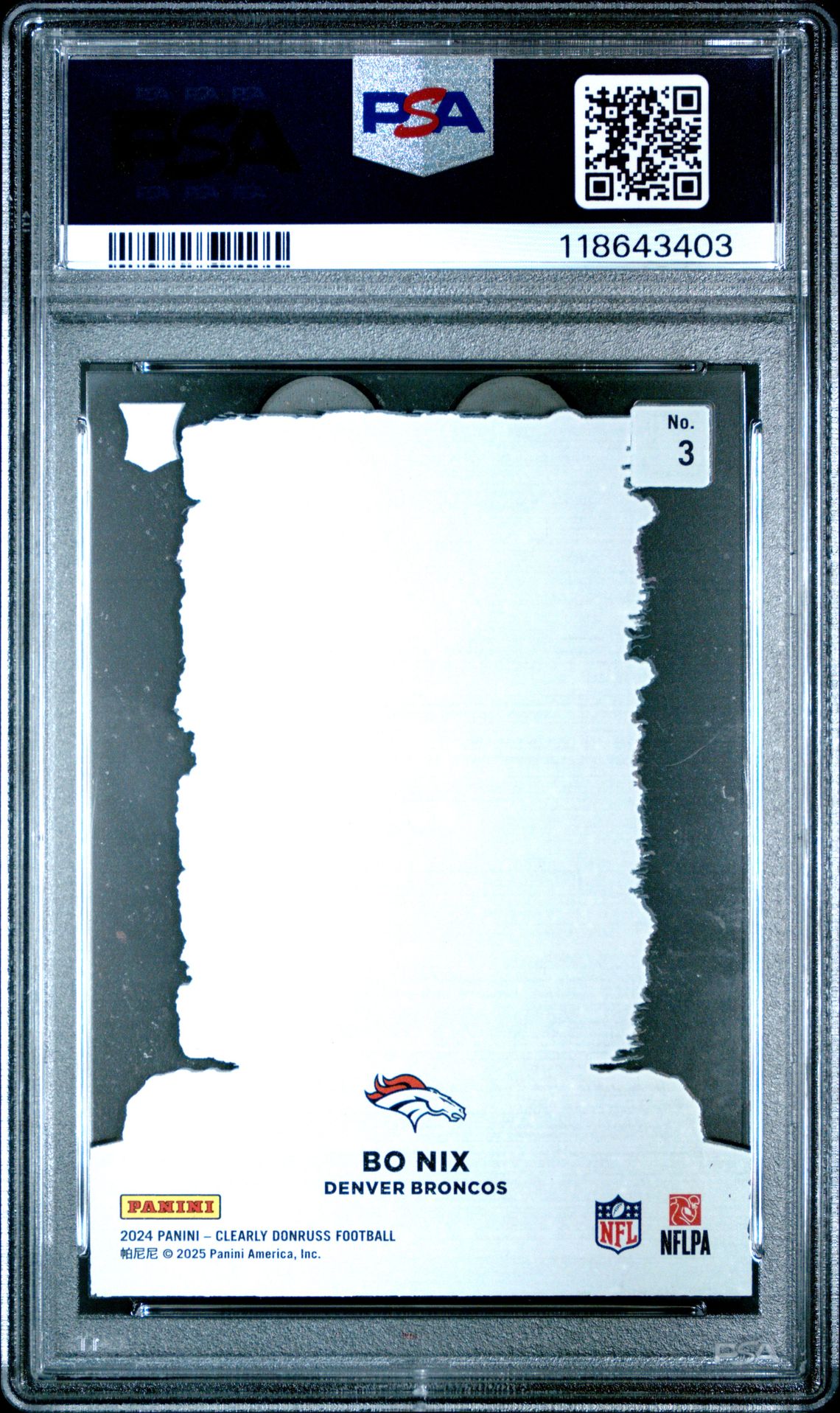 2024 Panini Clearly Donruss Uptowns Bo Nix #3 Mint 9 back