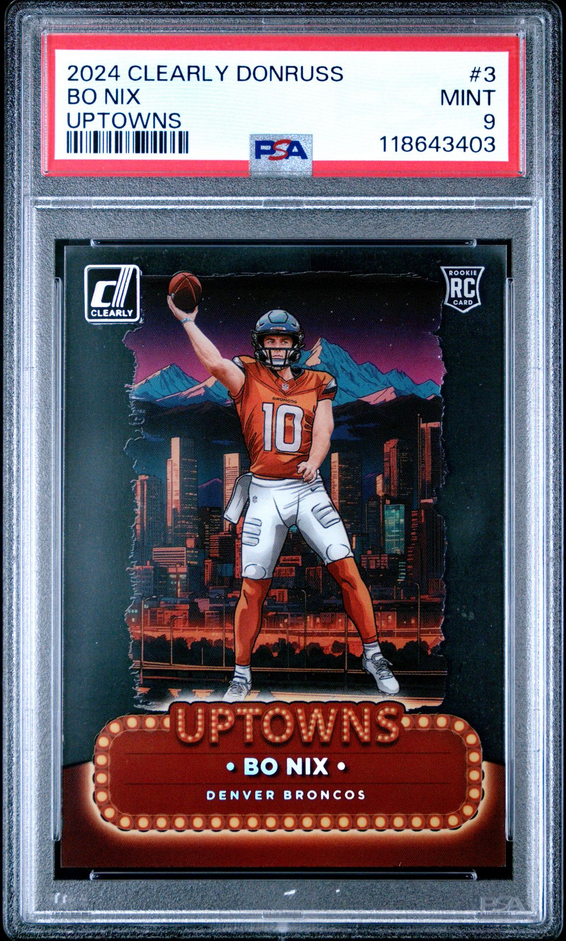 2024 Panini Clearly Donruss Uptowns Bo Nix #3 Mint 9 front
