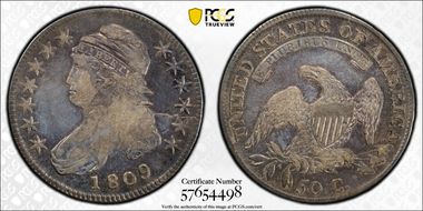 1809 50C Overton 107a, III Edge F15