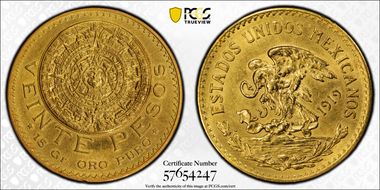 1919 20 Peso KM-478  Au AU58