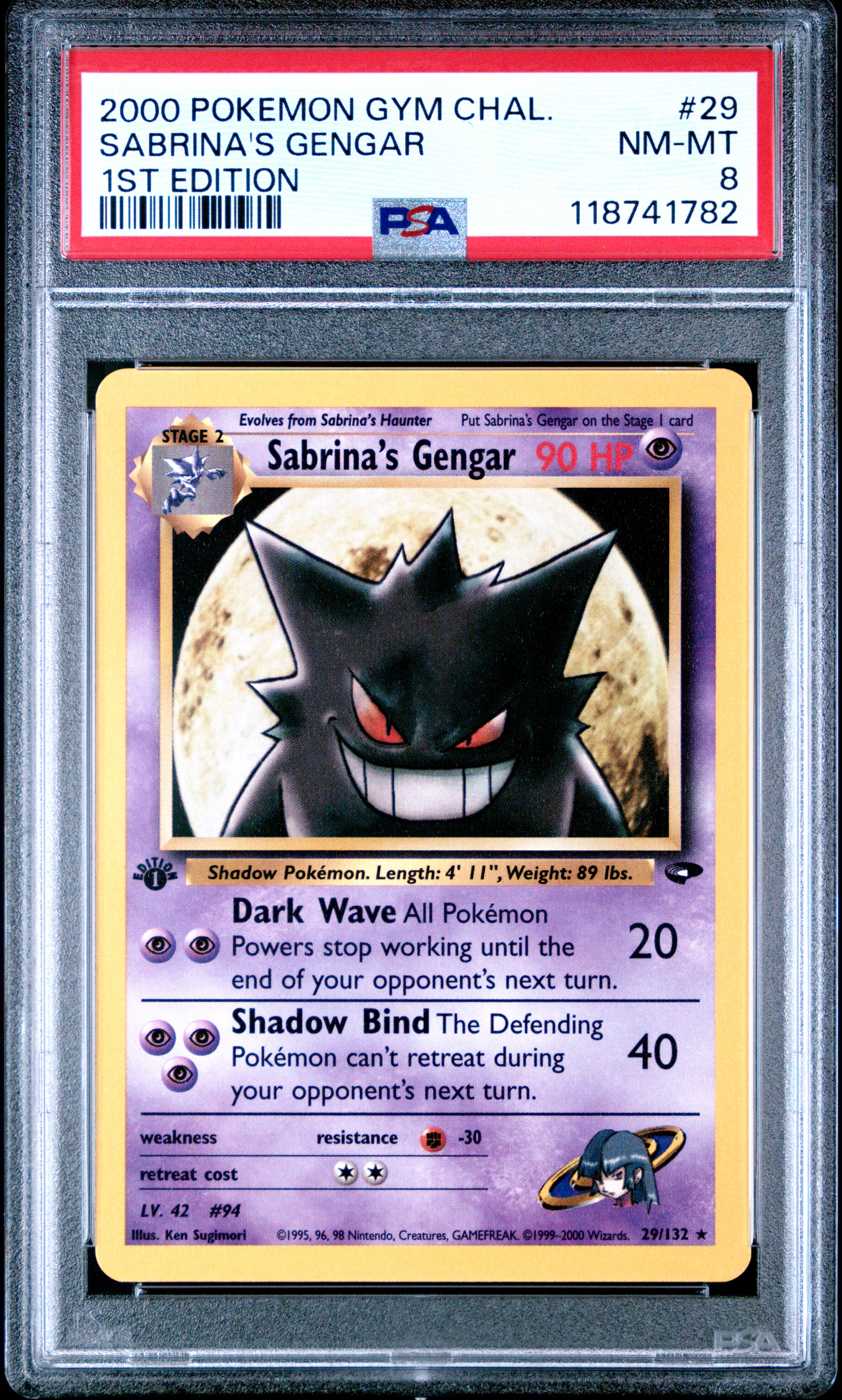 2000 #29 Sabrina's Gengar 1st Edition PSA 8 Gym Challenge