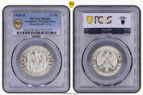 1928-D 3 Mk Dinkelsbuhl J-334 MS66