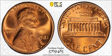 1982 1C Zinc Large Date MS69RD