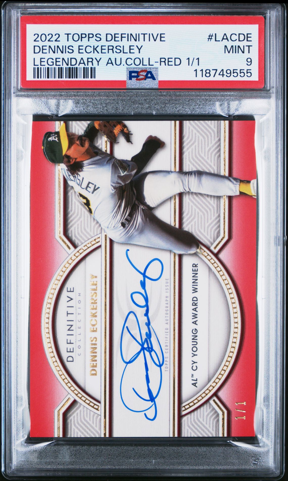 2022 Topps TOPPS DEFINITIVE LEGENDARY AUTOGRAPH COLLECTION LEGENDARY AU.COLL-RED 1/1 #LACDE Dennis Eckersley front
