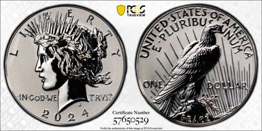 2024-S $1 Peace Dollar Rev PR Two-Coin Reverse Proof Set PR70