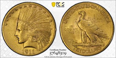 1911 $10 AU53
