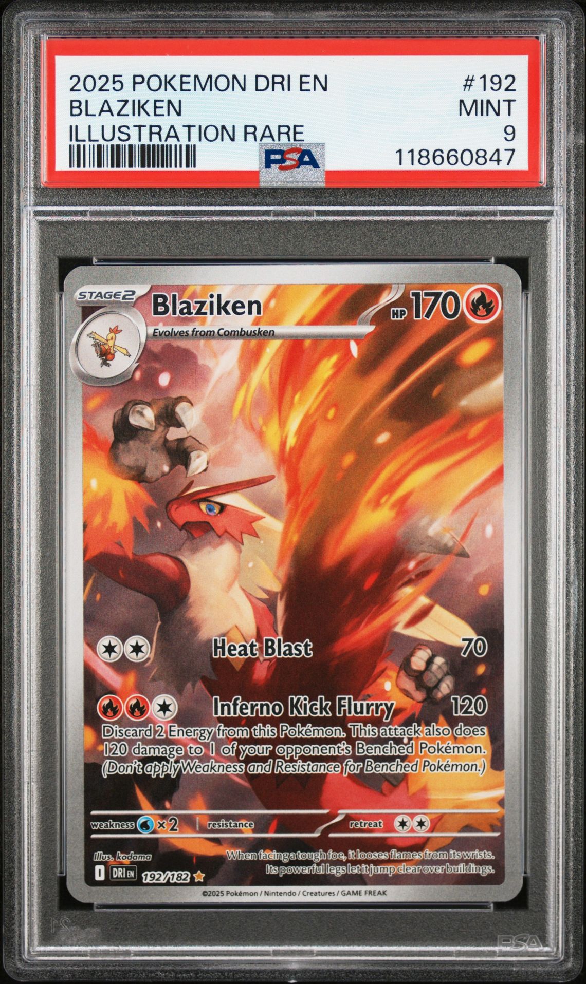 2025 Pokemon Dri En-Destined Rivals Blaziken #192 (Illustration Rare) Mint 9 front