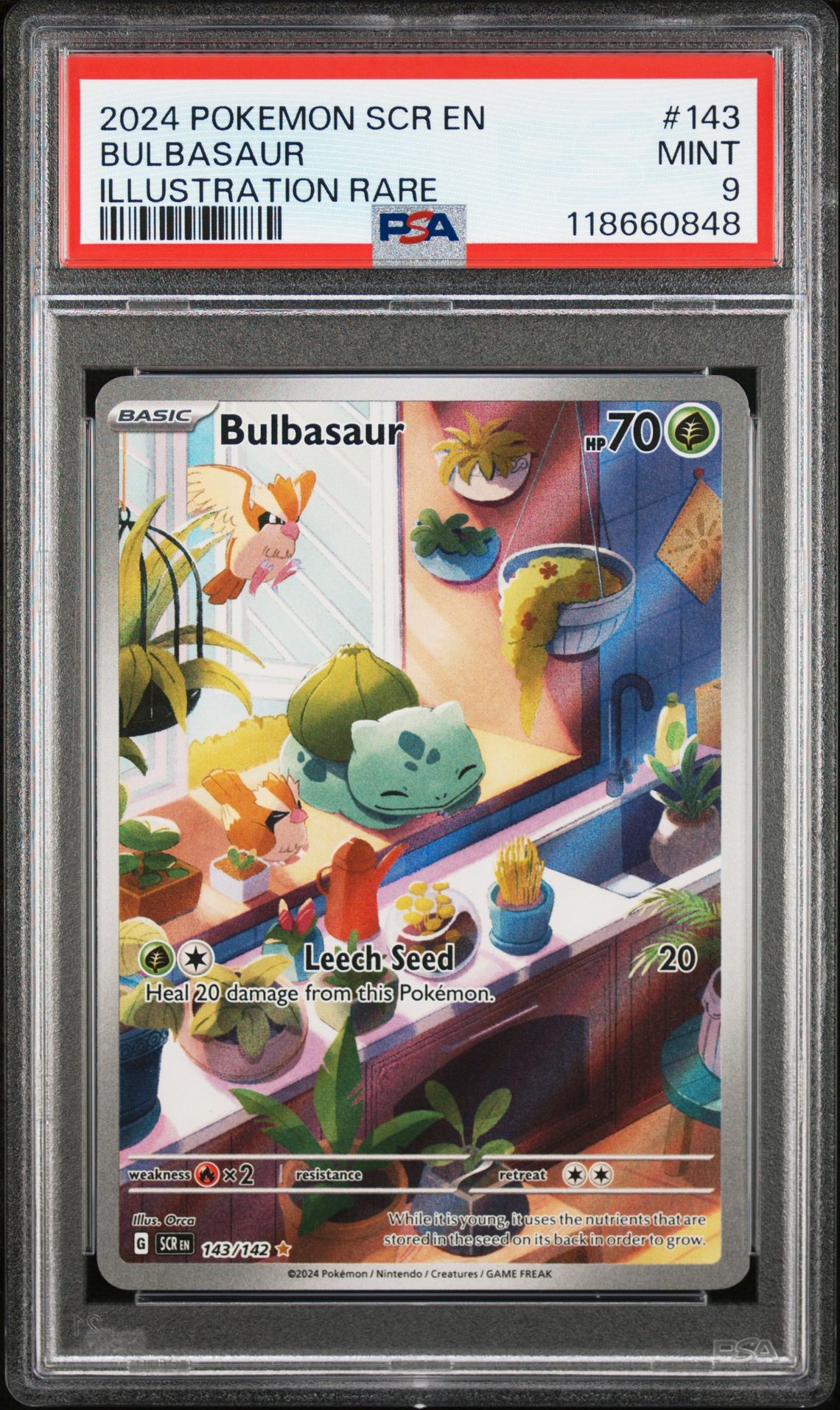 2024 Pokemon Scr En-Stellar Crown Bulbasaur #143 (Illustration Rare) Mint 9 front